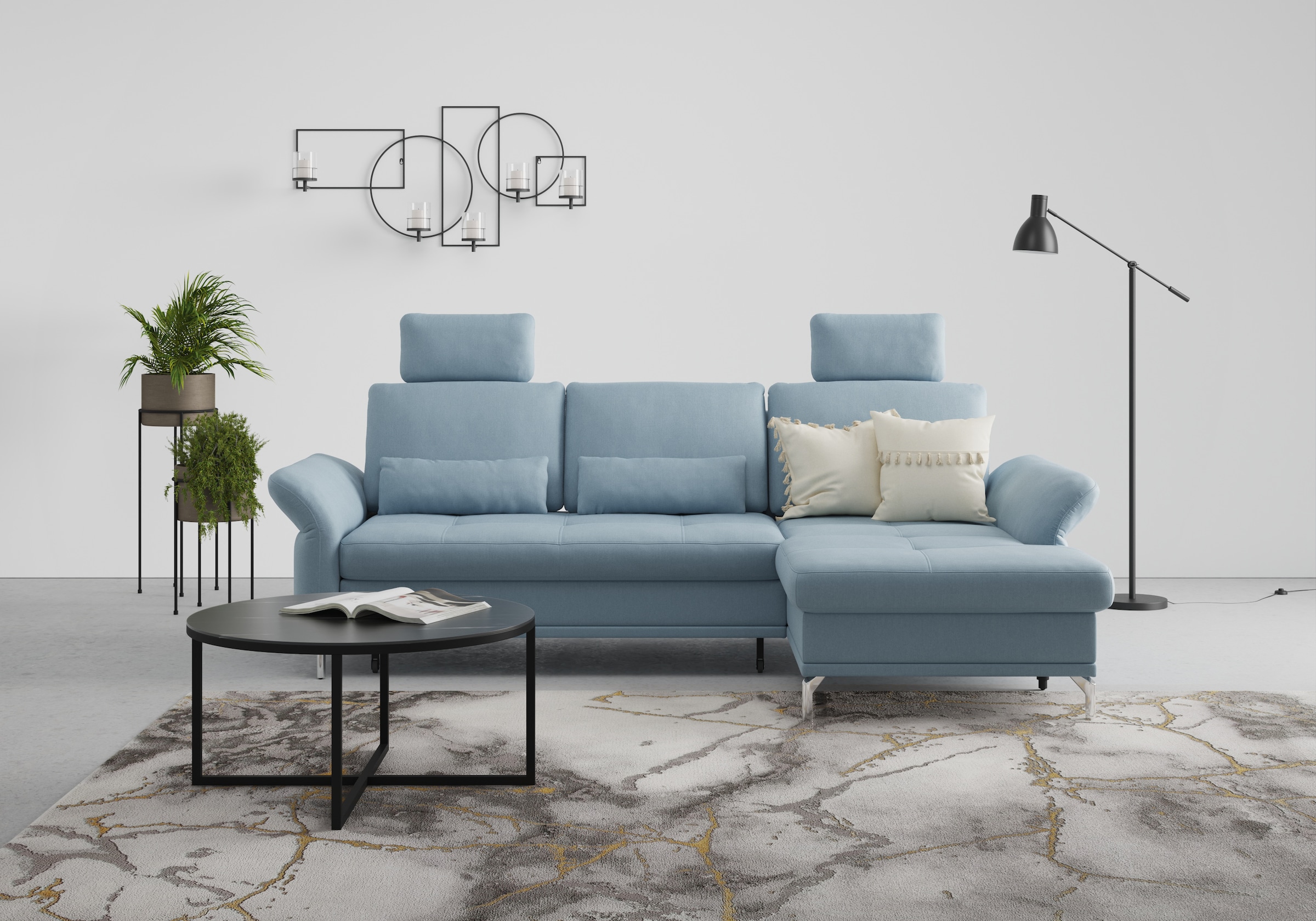 Home affaire Ecksofa "Palm Beach L-Form" Federkern, mit Sitztiefenverstellu günstig online kaufen