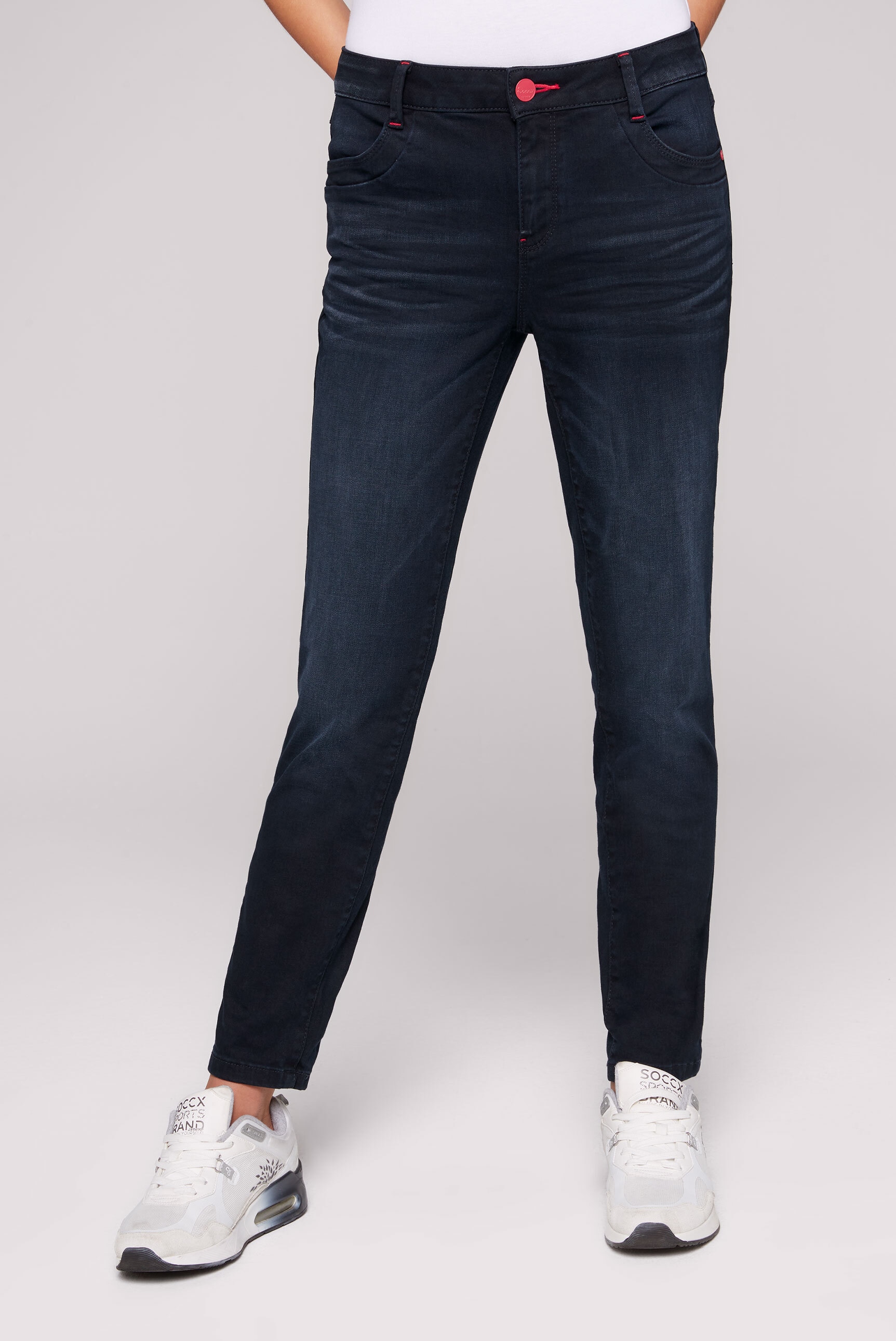 SOCCX Regular-fit-Jeans, mit Bleaching-Effekten