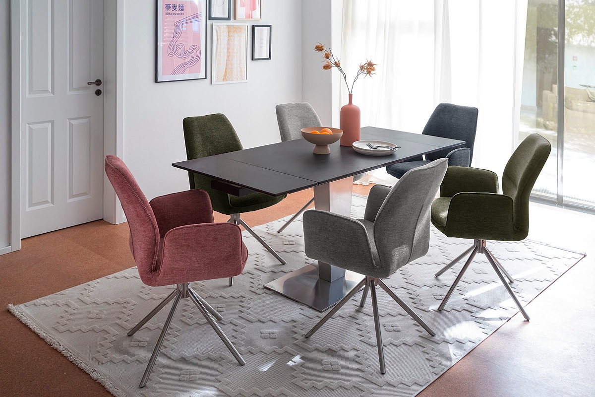 MCA furniture Esszimmerstuhl »GREYTON«, Chenille, (2er-Set), drehbar 180°, Belastbarkeit 120 kg, Sitzhöhe ca. 50 cm