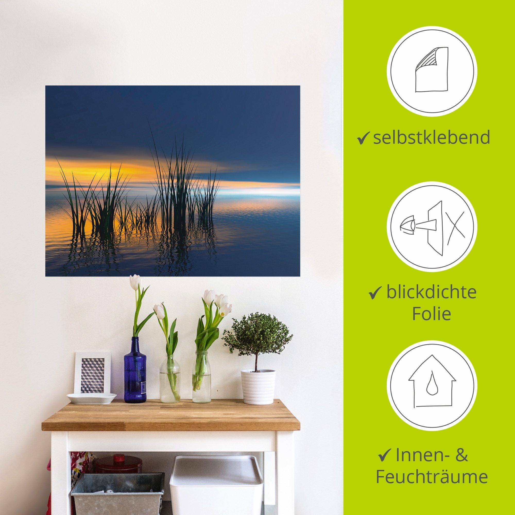 Artland Wandbild »Sonnenuntergang III«, Gewässer, (1 St.), als Leinwandbild, Wandaufkleber in verschied. Größen