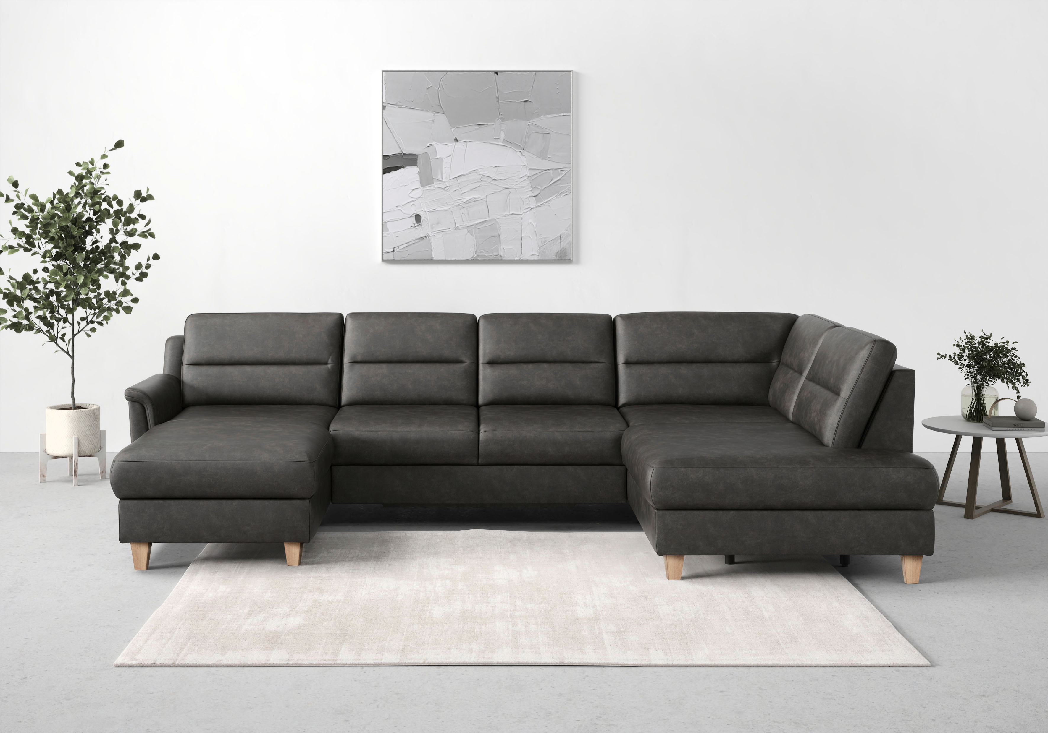 sit&more Wohnlandschaft "Farö U-Form" inklusive Federkern, wahlweise mit Schlaffunktion und Bettkasten