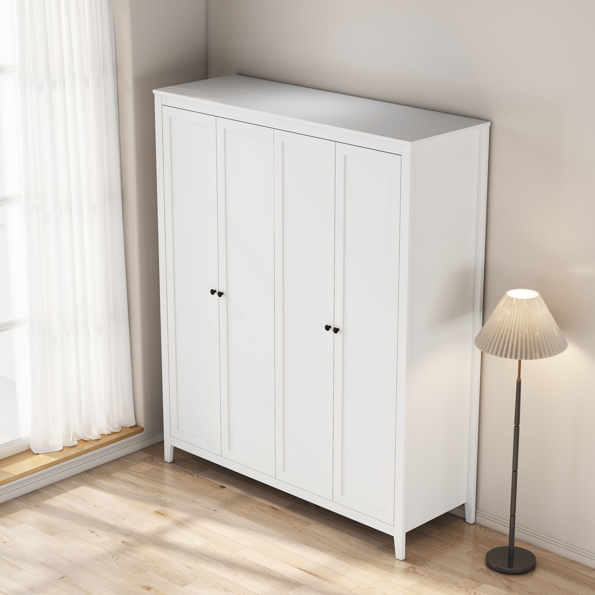 OTTO home Kleiderschrank »Borkum Schlafzimmerschrank Garderobe Landhaus Bestseller weiß« schwarze Griffe aus Metall, 