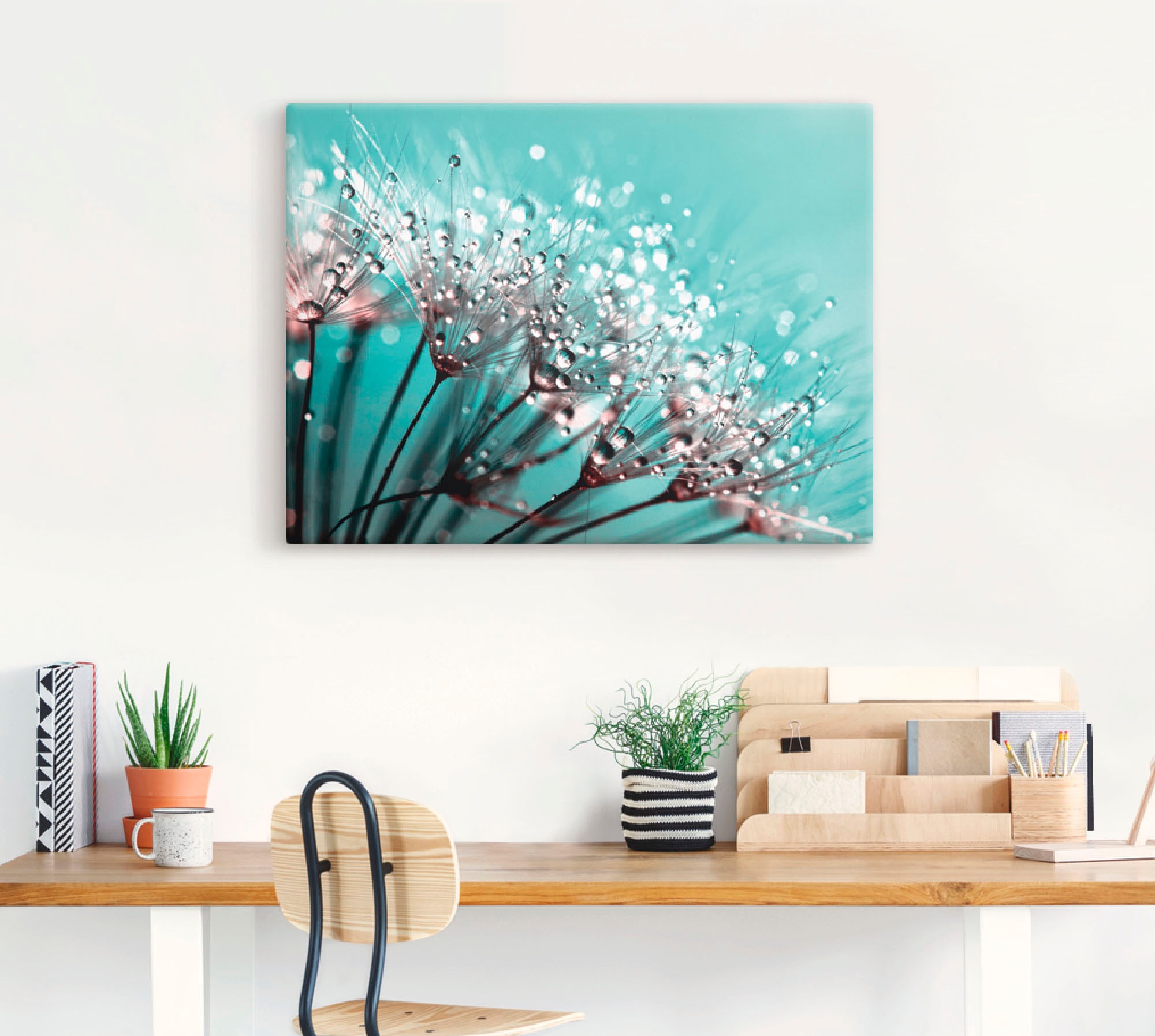 Artland Leinwandbild "Glitzernde Pusteblume I" Blumen 1 Stk. tlg. auf Holzr günstig online kaufen