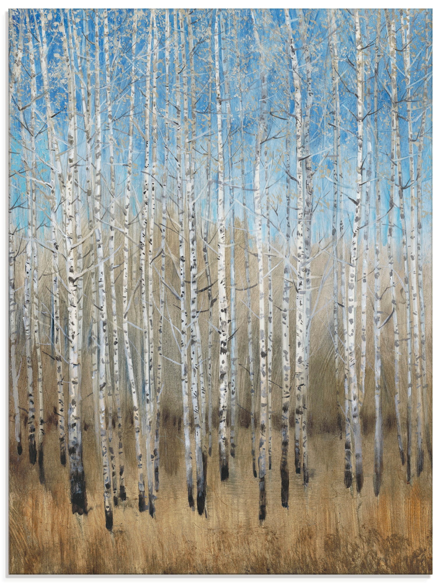 Artland Glasbild »Staubige blaue Birken II«, Wald, (1 St.), in verschiedenen Größen