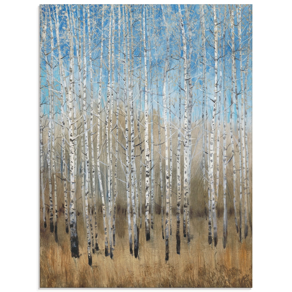 Artland Glasbild »Staubige blaue Birken II«, Wald, (1 St.)