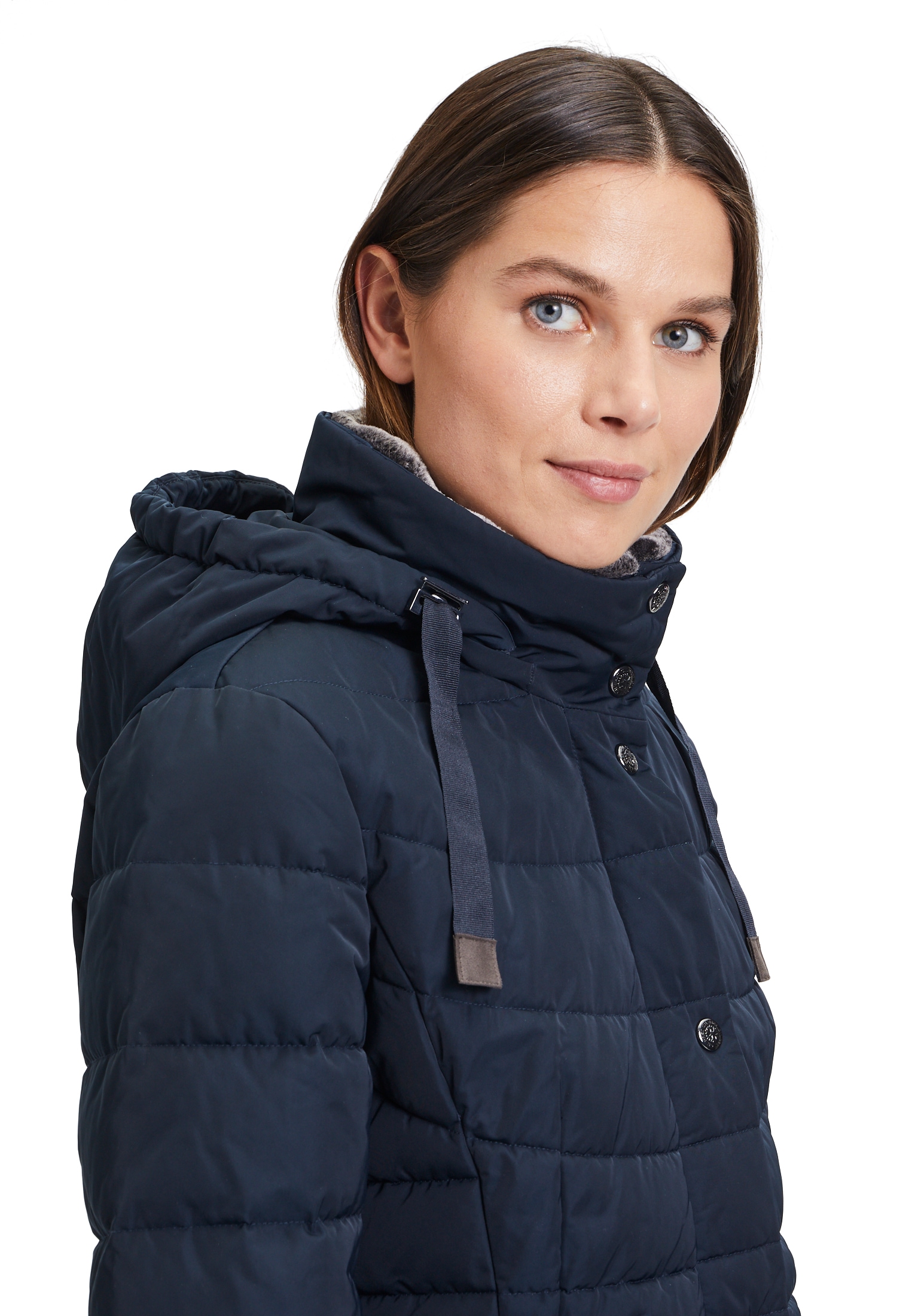 Gil Bret Steppjacke »Damen Steppmantel mit Kunstfellkragen« mit Kapuze