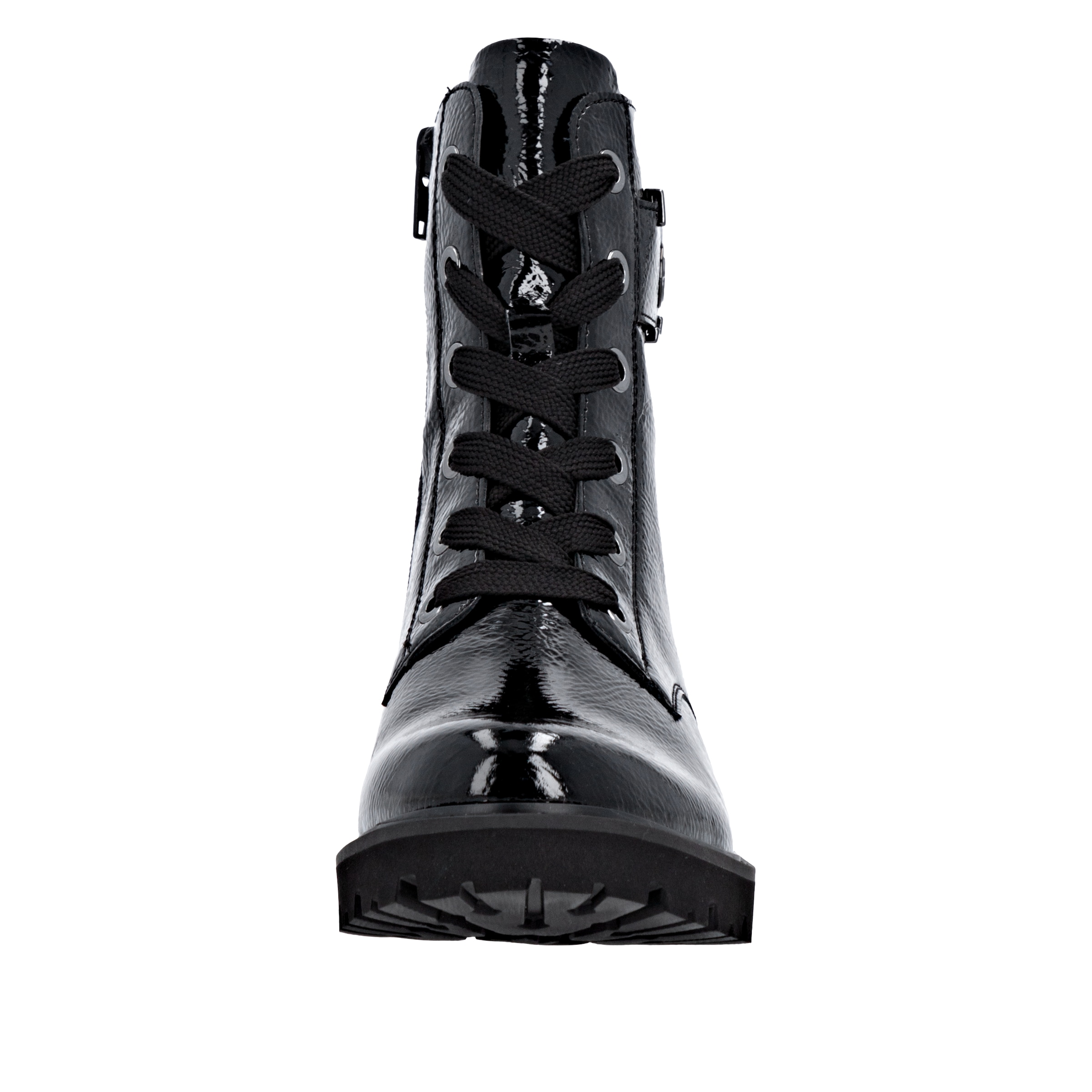 Remonte Schnürstiefelette, Blockabsatz, Schnürboots im Kroko-Look, Innenreißverschluss