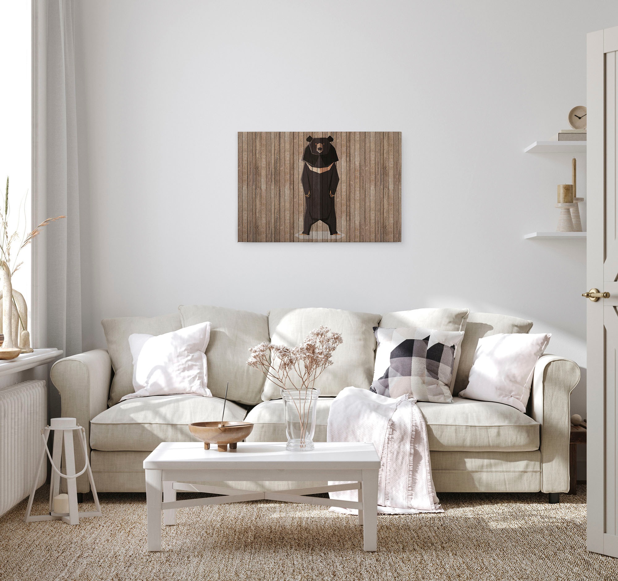 A.S. Création Leinwandbild »born to be wild«, Kunst-Tiere-Kinder, (1 St.), Keilrahmen Bild Holzoptik Tiere Leinwand-Bild Wohnzimmer modern Kinder