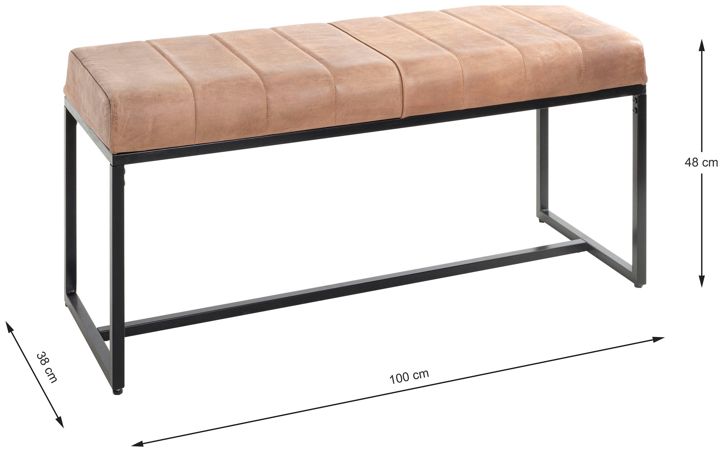 HAKU Hockerbank »Flurbank, Garderobenbank, Sitzbank« rechteckig - aus Leder Braun - B/T/H 100/38/48 cm