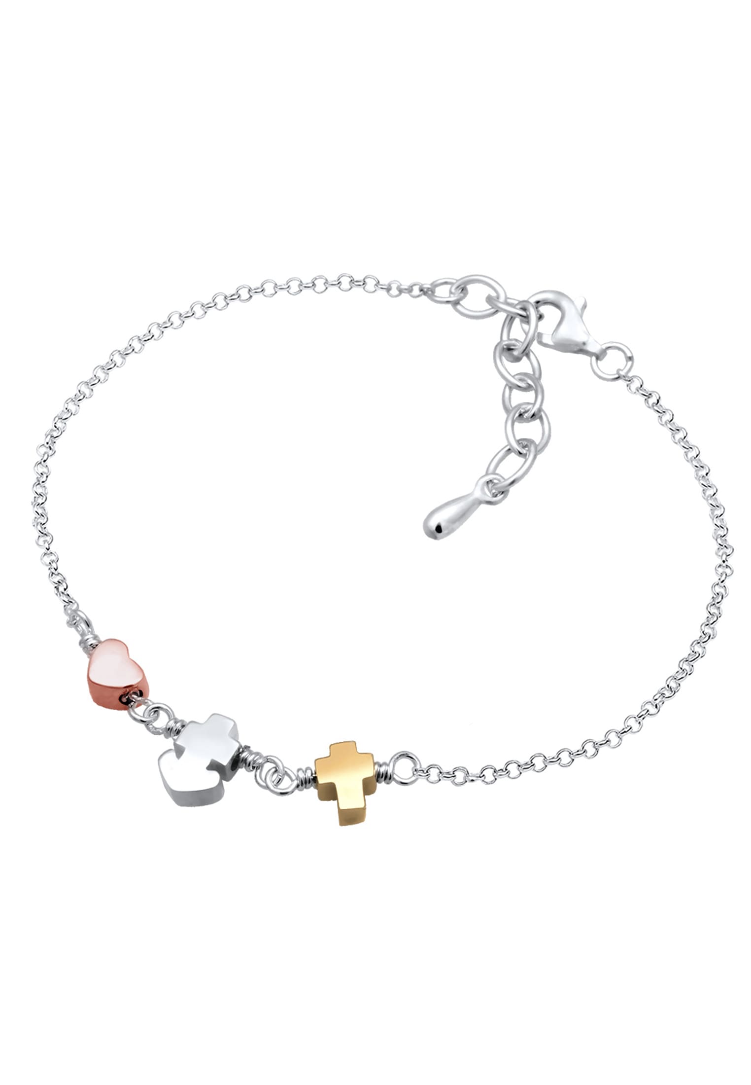 Elli Armband »Herz Anker Kreuz Tri-Color Symbol Trio 925 Silber«
