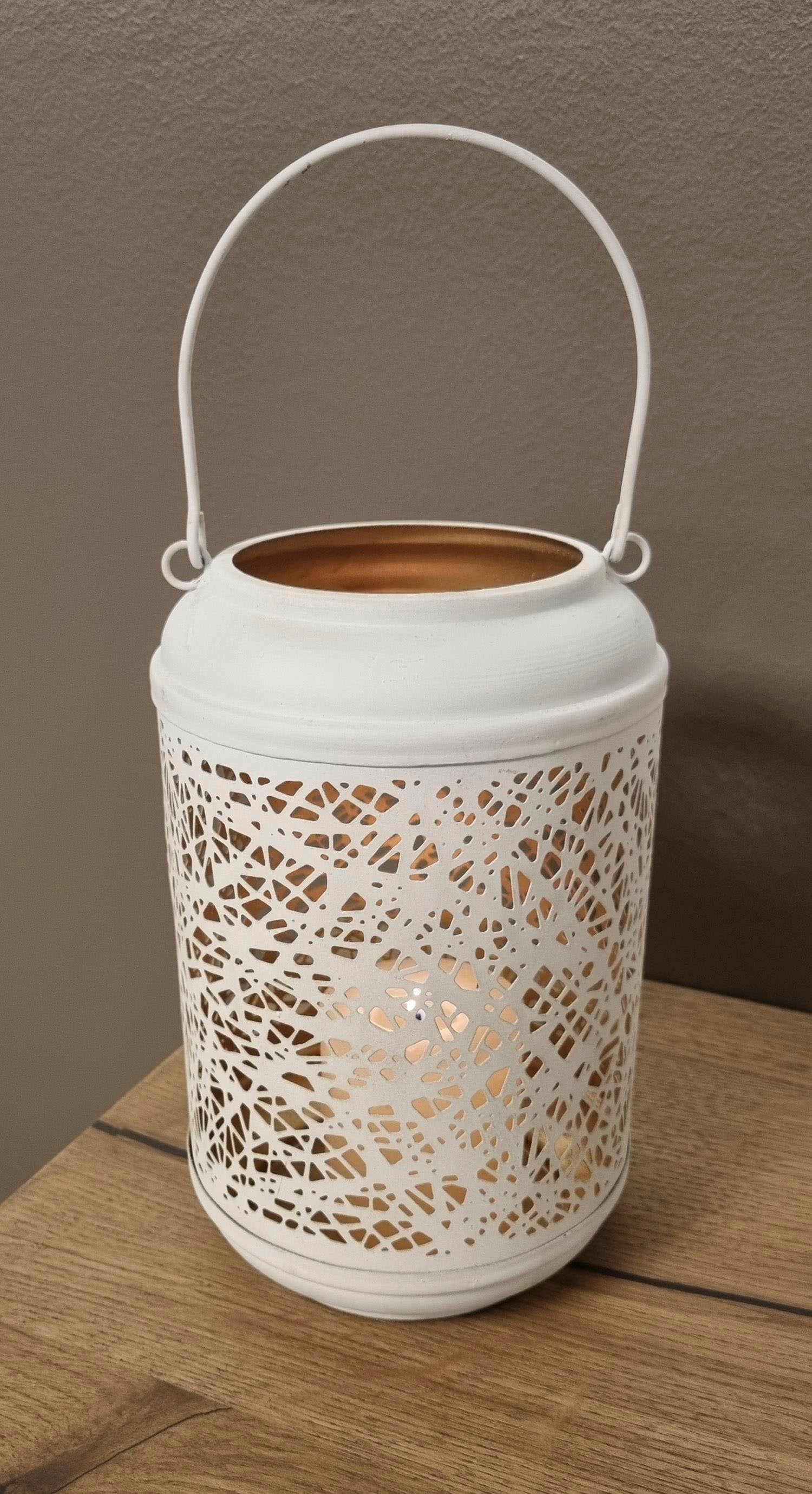 Ambiente Haus Kerzenlaterne "Laterne aus Metall in Weiß - (H) 24 cm"