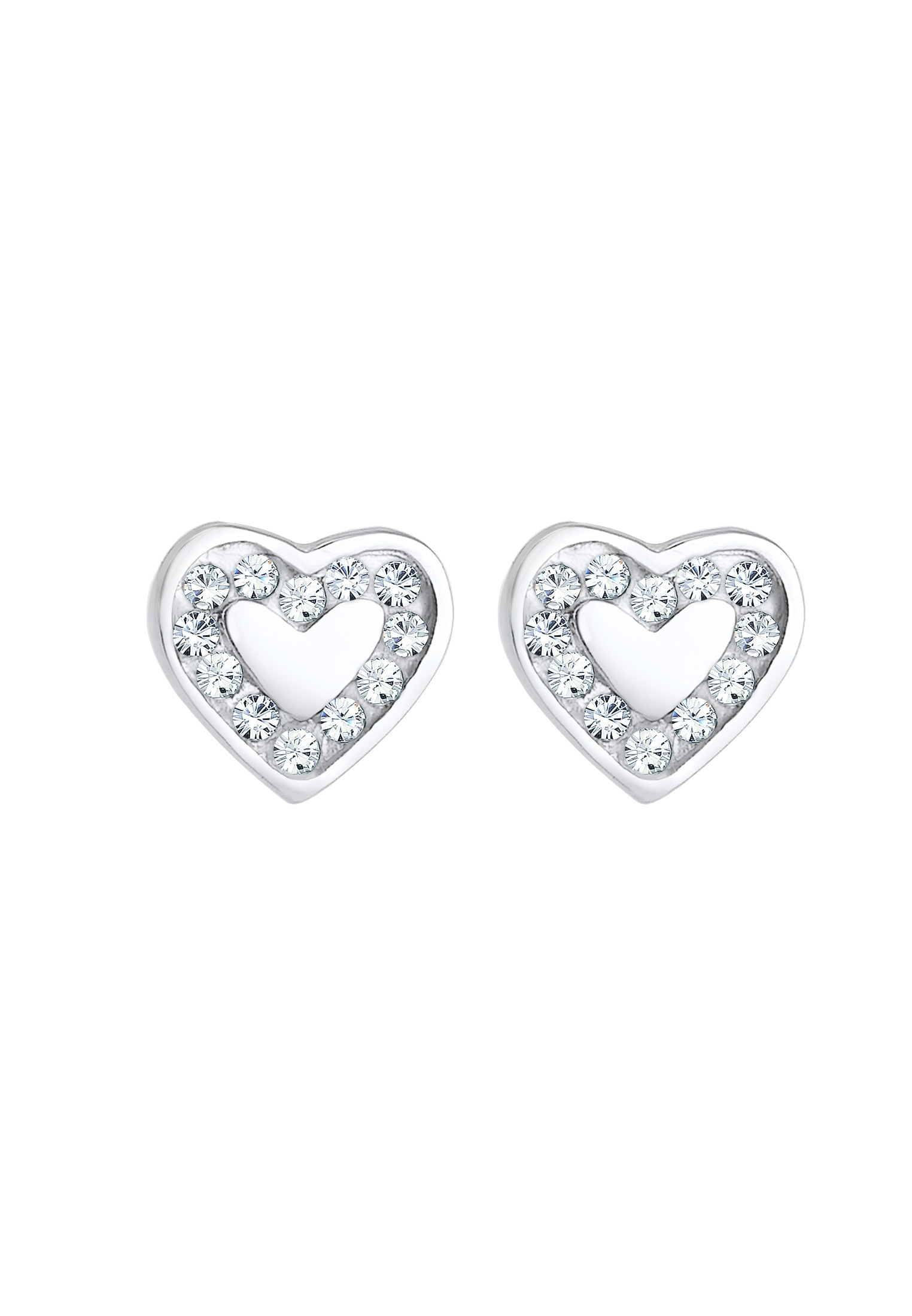 Elli Paar Ohrstecker »Ohrstecker Herz Glas Kristalle Weiß 925 Sterling Silber«