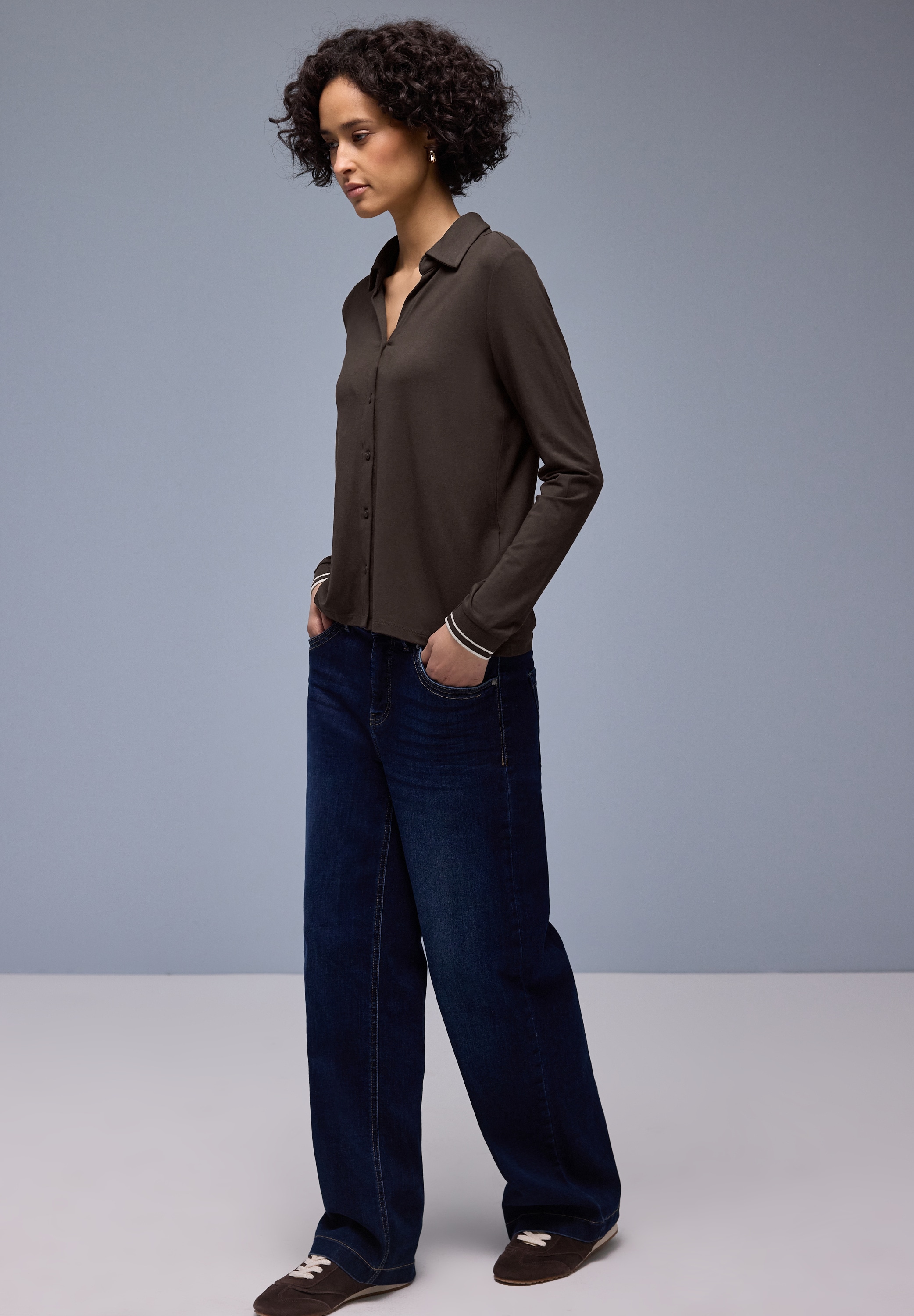 STREET ONE Langarmshirt mit College-Bündchen an den Ärmeln