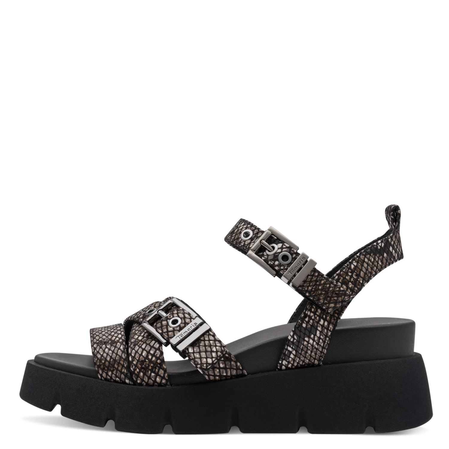 Tamaris Keilsandalette  Sommerschuh, Riemchensandale im angesagten Snake-Look