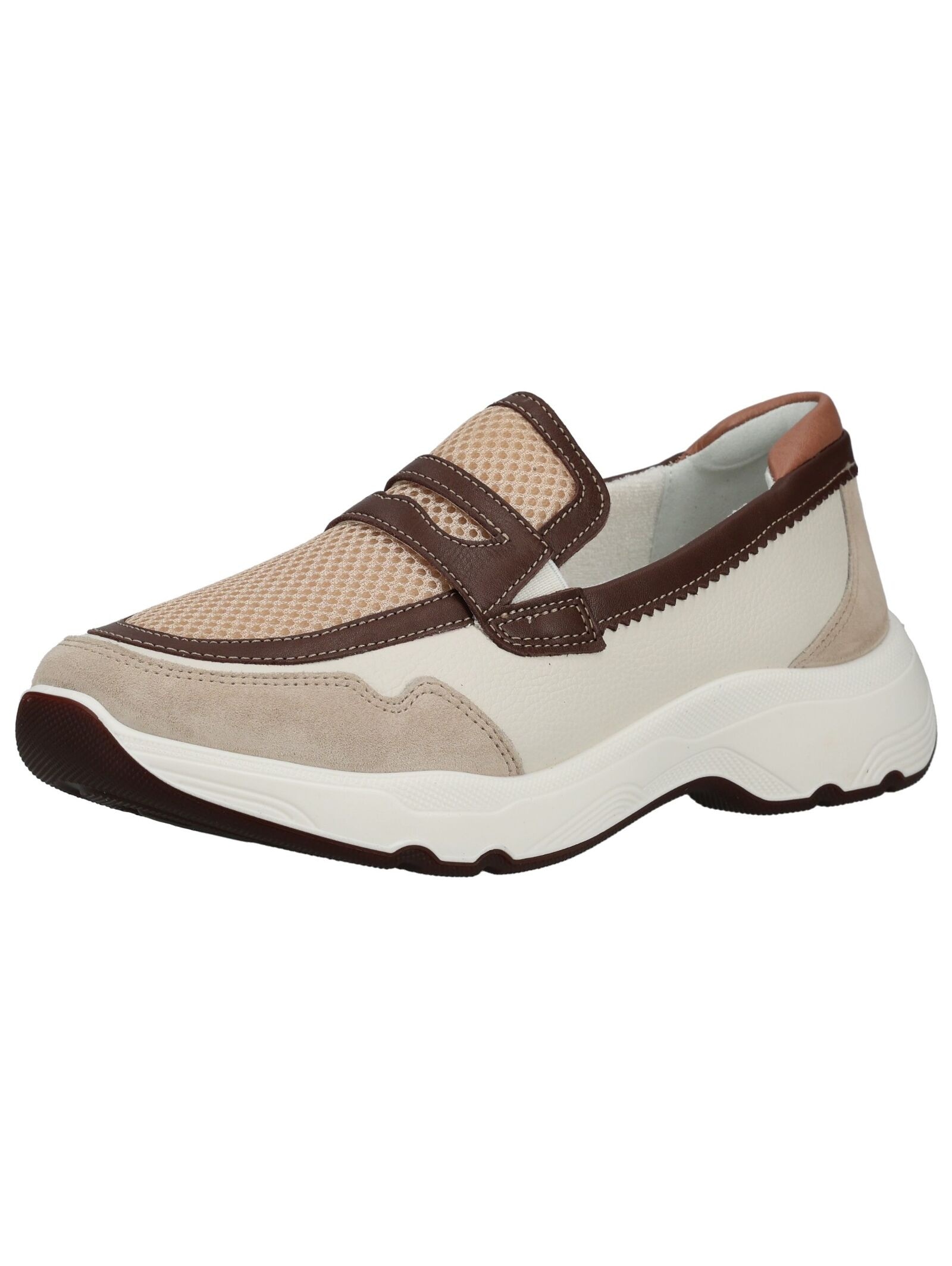 Slipper ARA "Ara Slipper Leder/Mesh", Damen, Gr. 39, cream, Leder, Textil, Schuhe Slipper