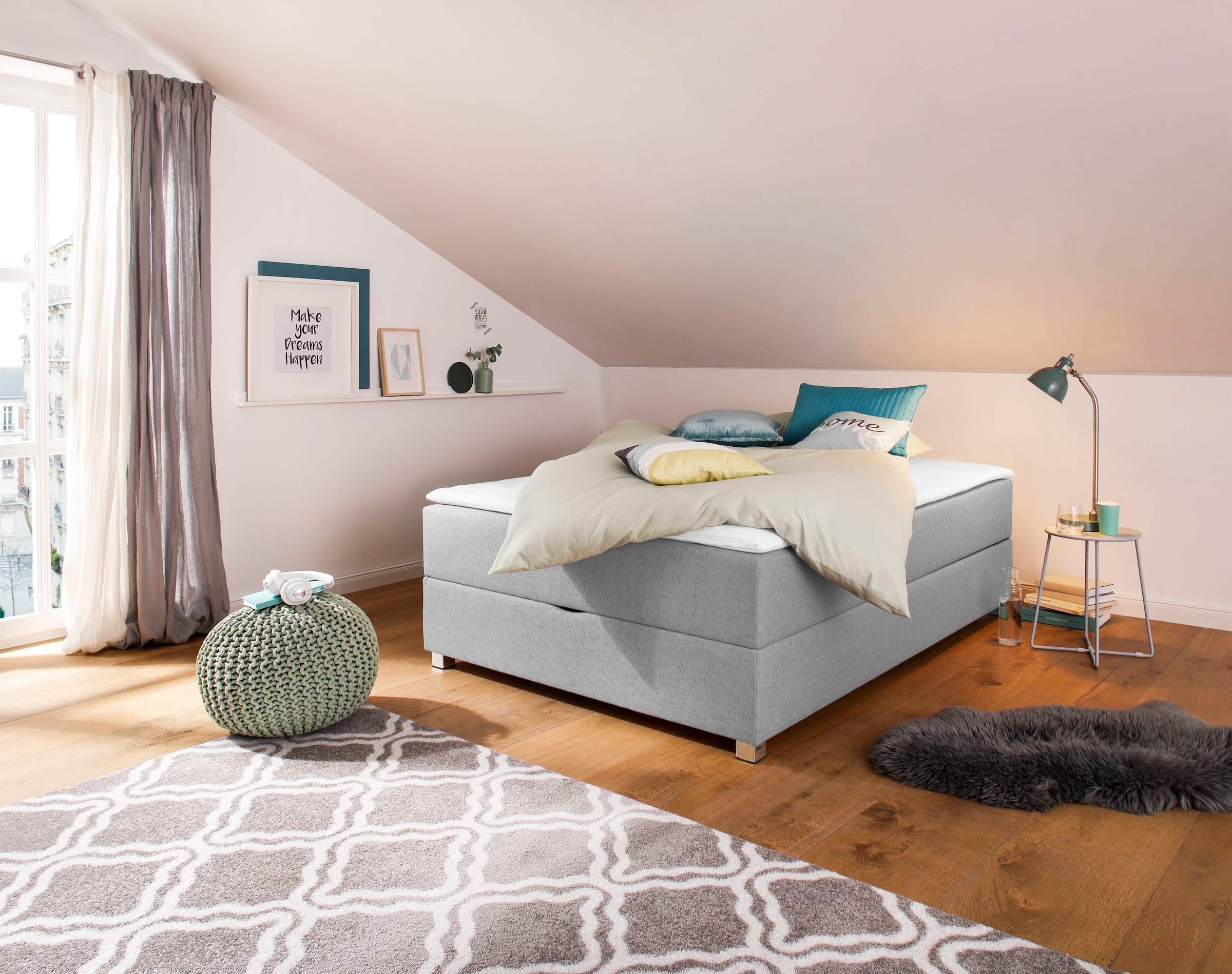 Home affaire Boxbett "Alexis" ohne Kopfteil - ideal für Räume mit Dachschrägen; in 4 Breiten