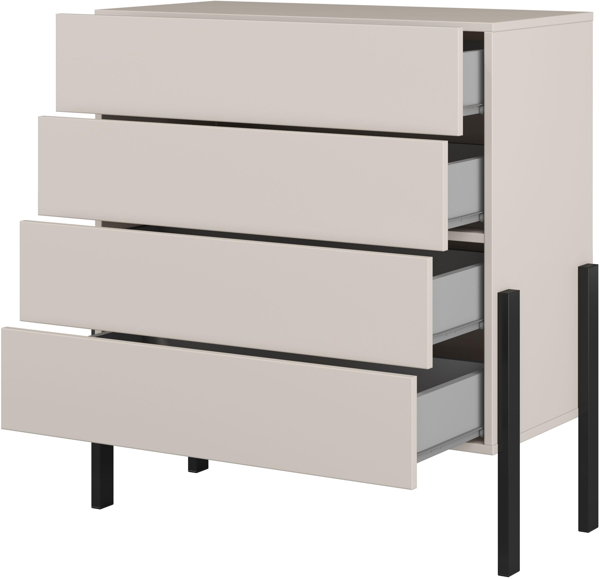 Home affaire Kommode »Jukon, Breite 84 cm, moderne grifflose Kommode«, Schubladenkommode mit 4 Schubkästen, push to open Funktion