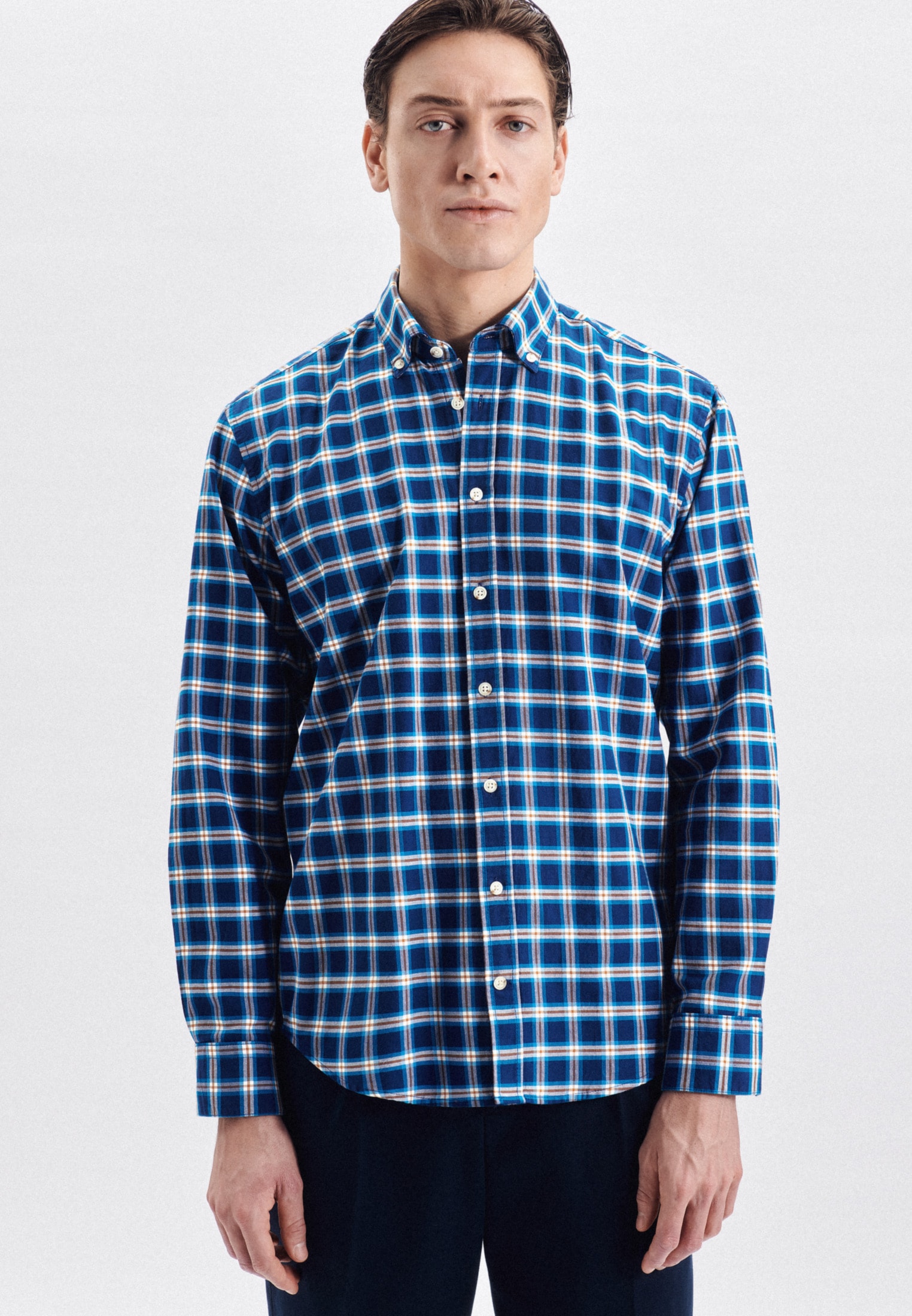 seidensticker Businesshemd »Schwarze Rose« Regular Langarm Button-Down-Kragen Karo
