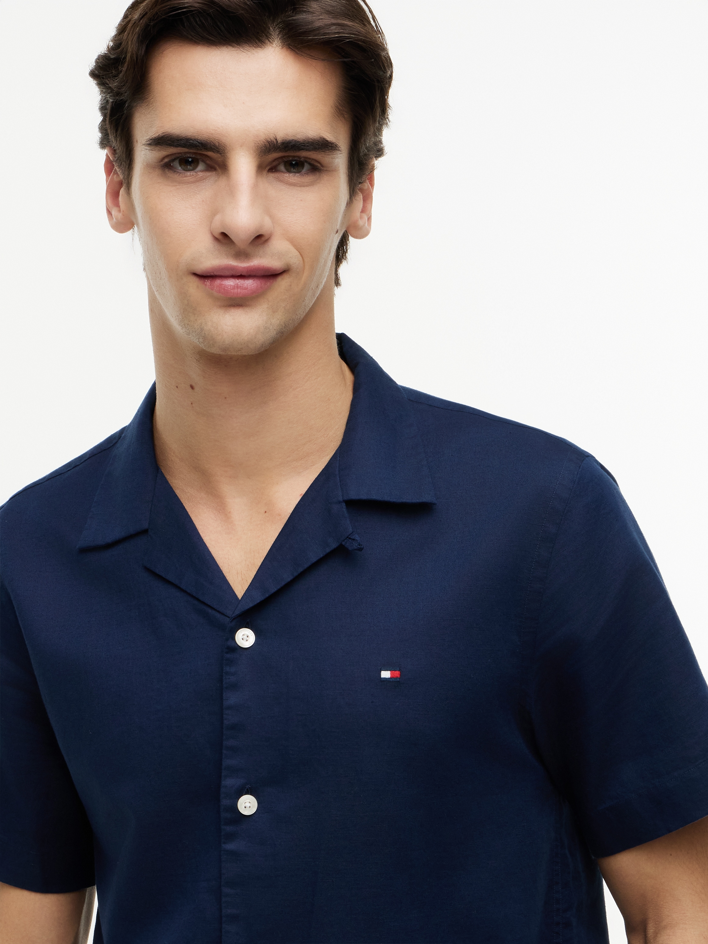 Tommy Hilfiger Kurzarmhemd »LINEN BLEND SOLID SS RF SHT« aus Baumwollmix mit Leinen