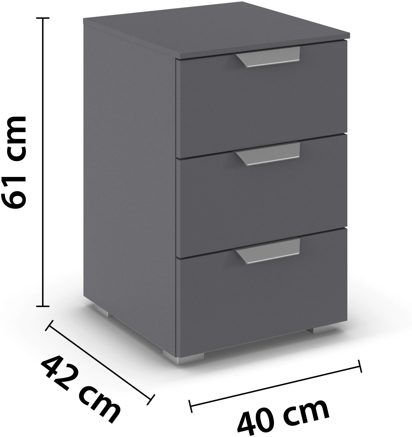 rauch Nachtkommode »Nachttisch Nachtkonsole ORIAS in Dekor- oder Hochglanzfront«, (Breite 40 cm), mit 3 geräumigen Schubladen für viel Stauraum MADE IN GERMANY