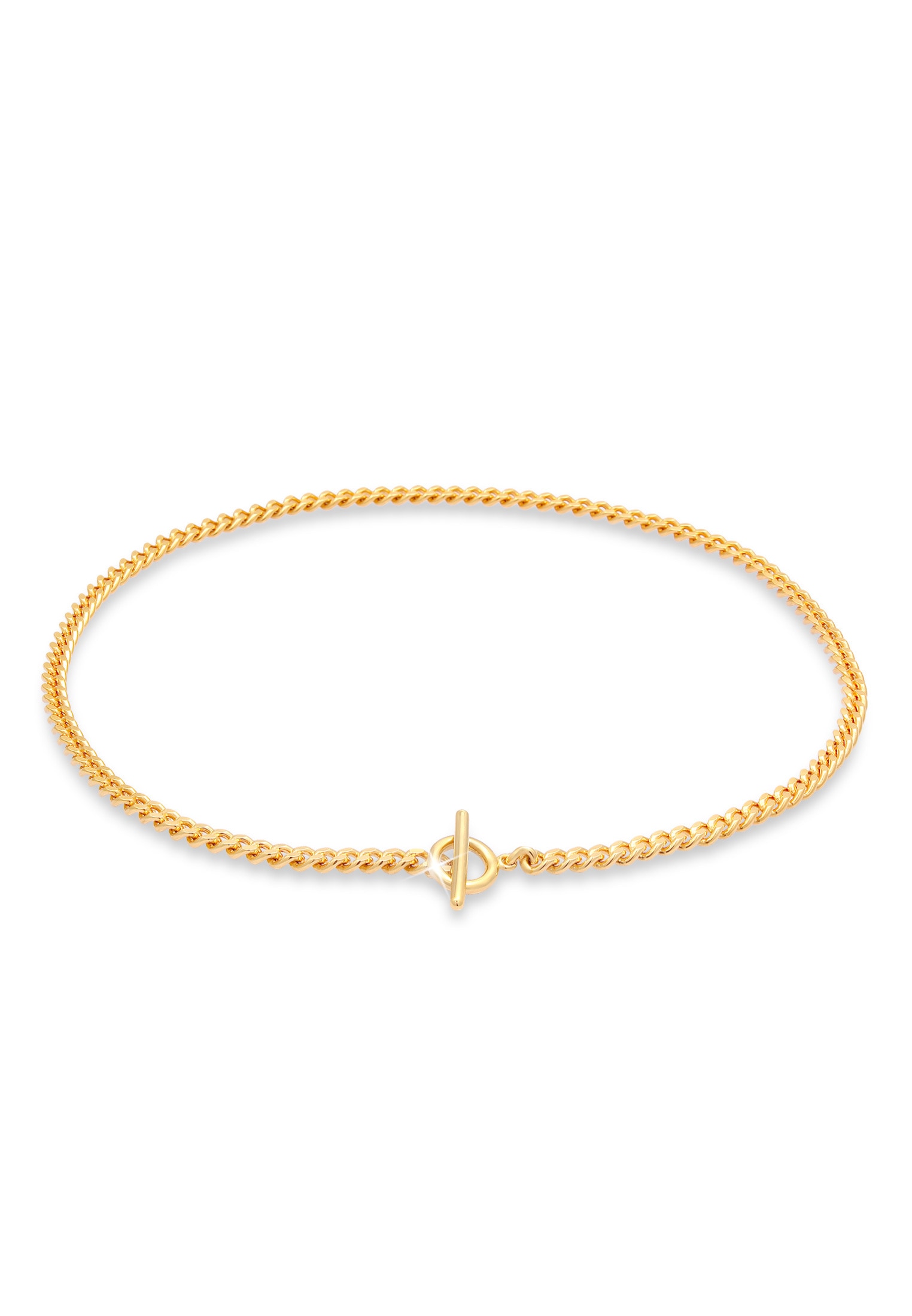 ELLI Damen Choker "Halskette Panzerkette Choker Kreis Stab 925 Silber", ohne Stein, Silber 925 (Sterlingsilber), gold, Silber 925 (Sterlingsilber),