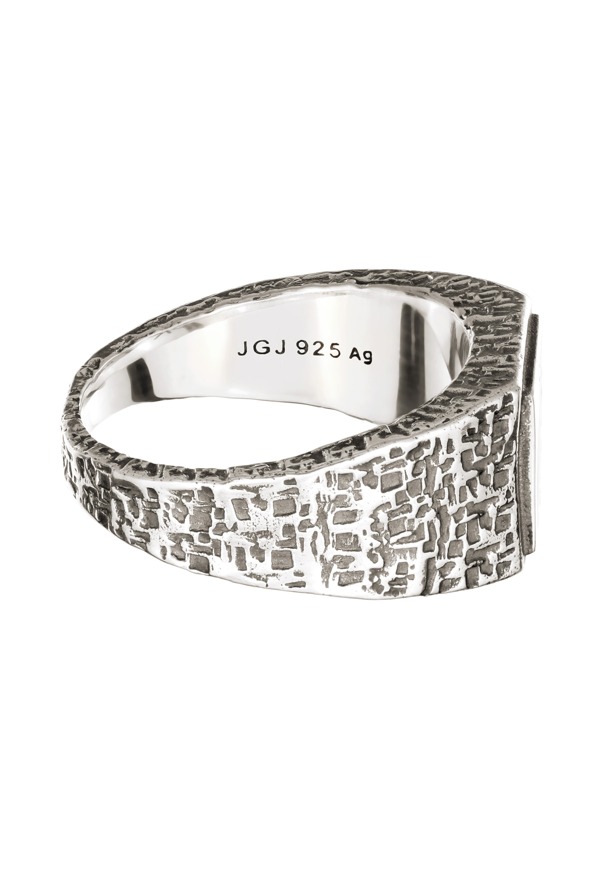 Kuzzoi Siegelring »Ring Siegelring Quadrat Strukturiert Emaille Schwarz 925 Sterling Silber«