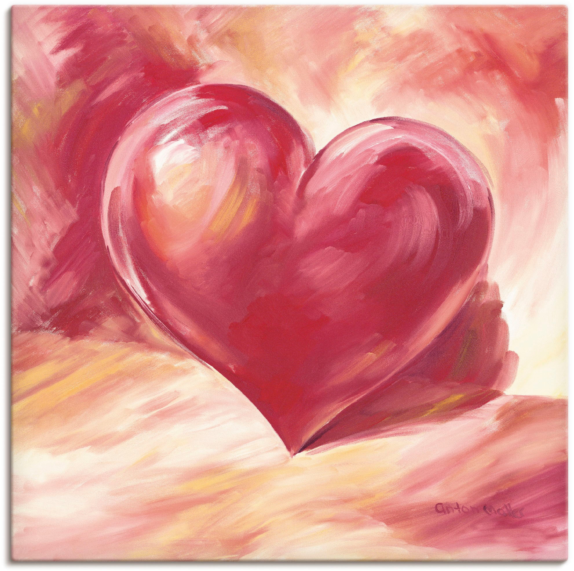 Artland Wandbild »Rosa/rotes Herz«, Herzen, Alubild, Poster als bestellen versch. St.), Wandaufkleber BAUR | Leinwandbild, Größen in (1 oder