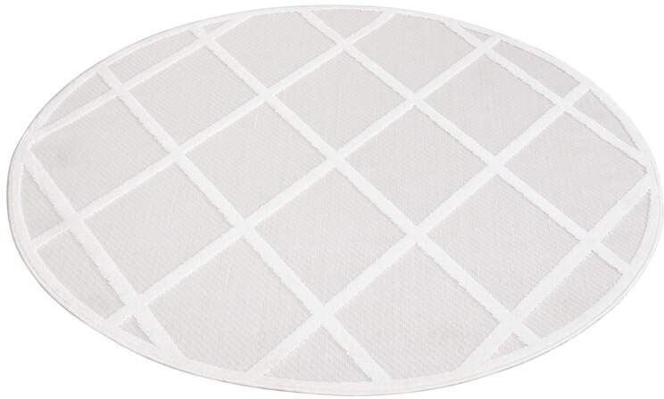 Carpet City Teppich »In-& Outdoorteppich Santorini 457, 3D-Effekt, Raute-Look«, rund, 5 mm Höhe, Wetterfest & UV-beständig für Terrasse, Balkon, Küche, Flur