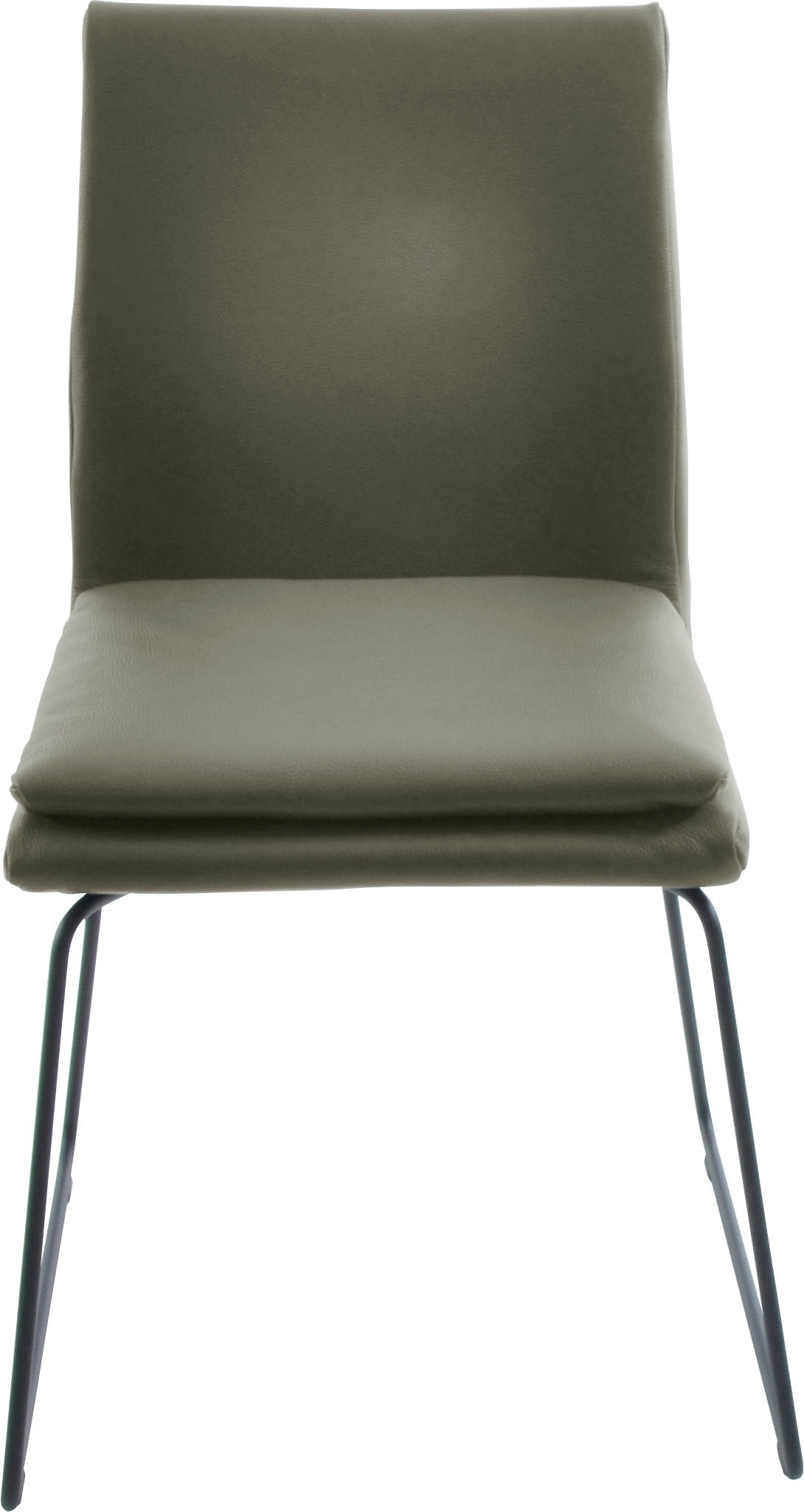 K+W Komfort & Wohnen Esszimmerstuhl »Creso«, Leder Longlife BRONCO, mit Sitzkissen und Rundrohrkufe in Metall schwarz Struktur