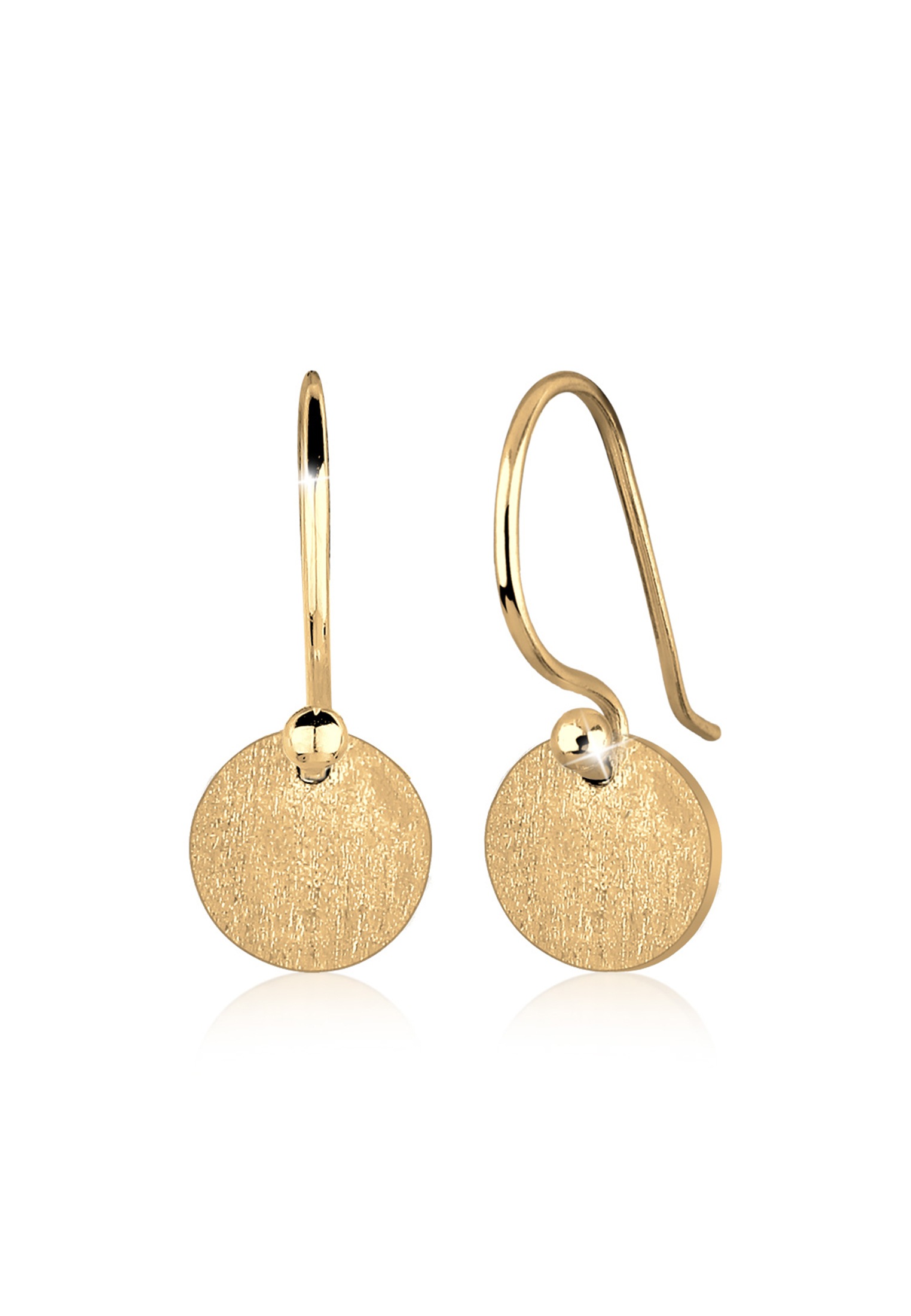 Paar Ohrhänger ELLI "Ohrhänge Plättchen Kreis Matt Schmuck Geschenk 925 Silber", gold, Ohrringe, Damen, onesize, ohne Stein, Silber 925 (Sterlingsilber)