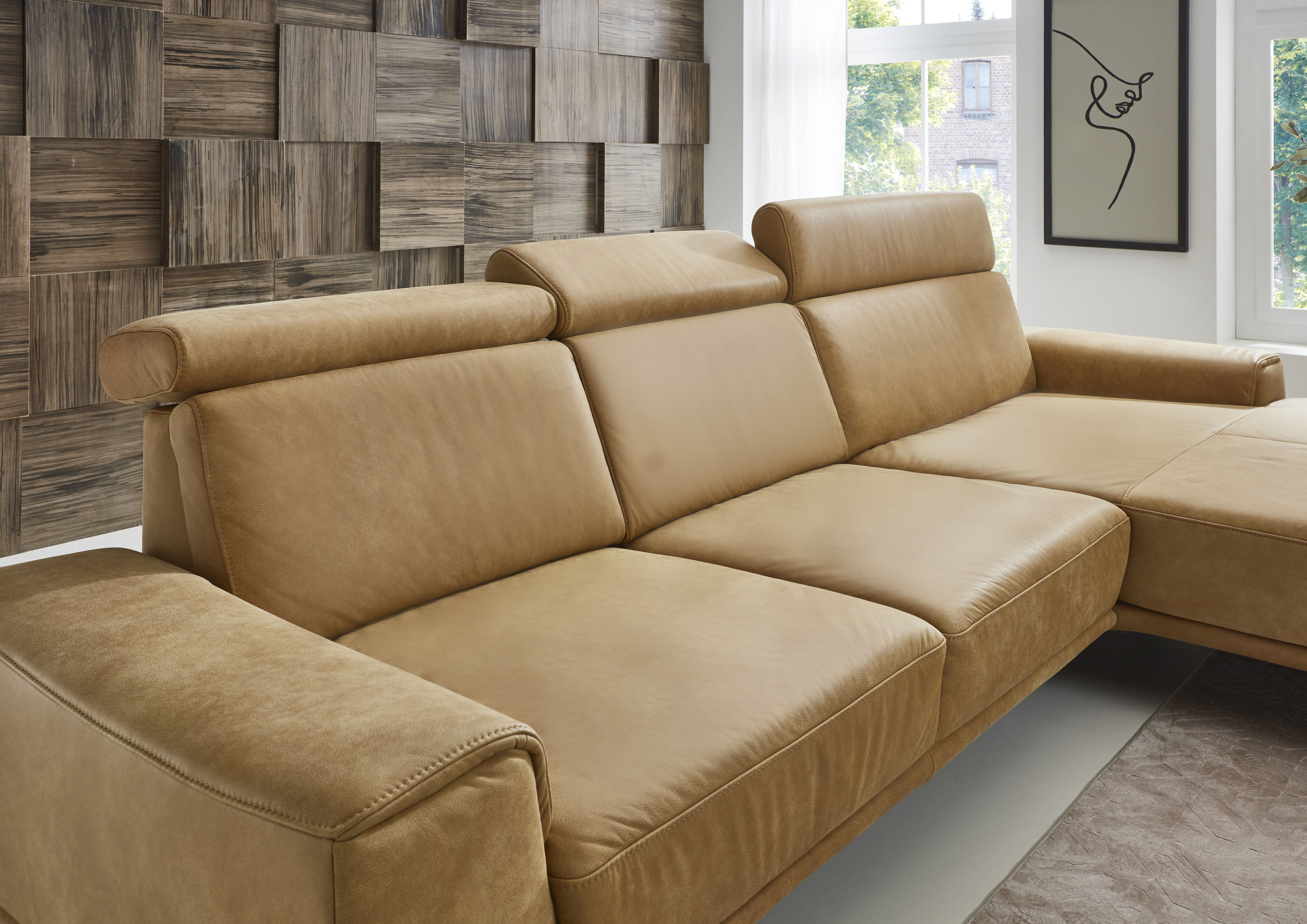 Thumbnail - Die PlanBar Ecksofa "PN-EM22041 L-Form", wahlweise motorisches Canape oder Sitztiefenverstellung