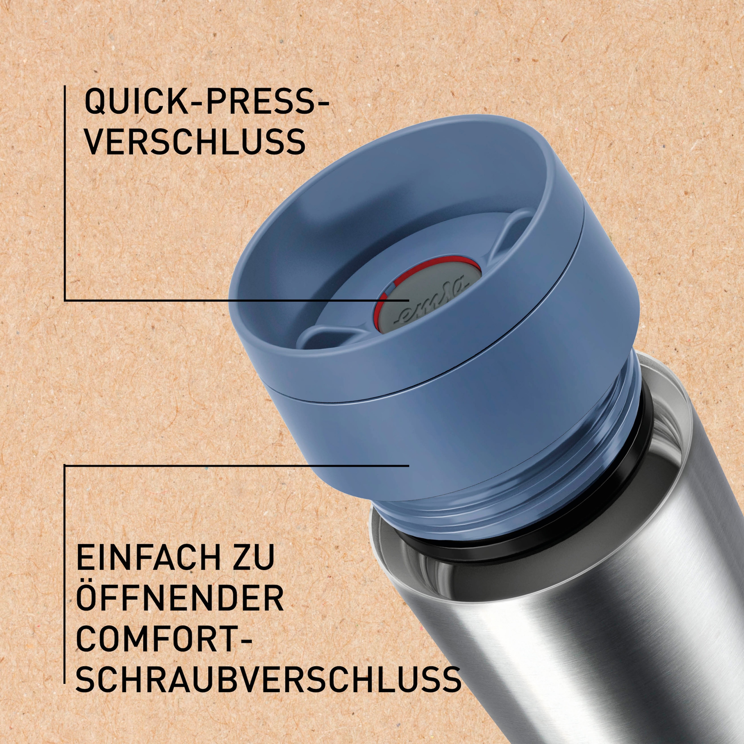 Emsa Thermobecher »Travel Mug Eco«, (1 tlg.), 0,36 Liter, auslaufsicher, 8h kalt, 4h warm, 360° Trinköffnung