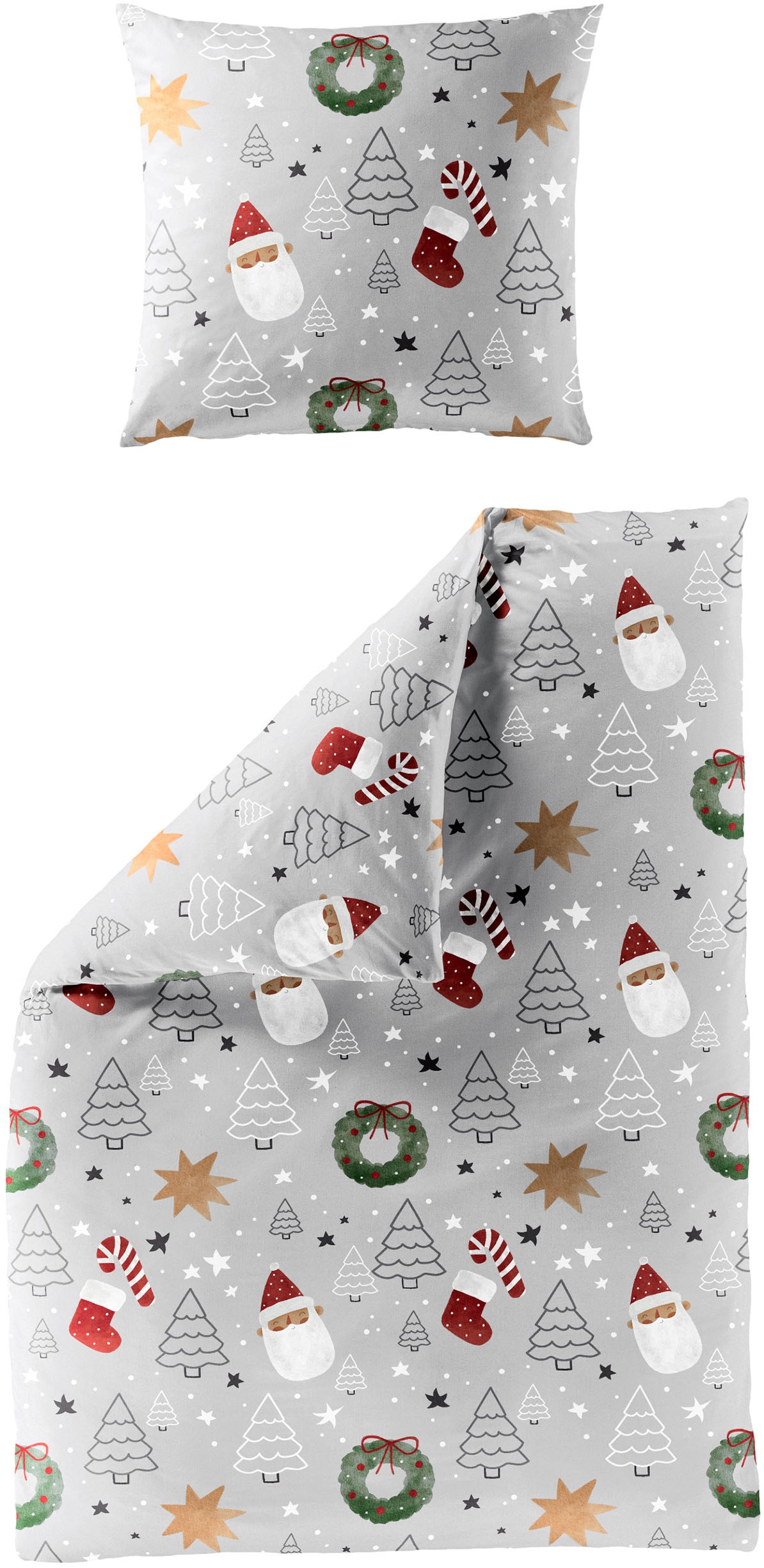 BIERBAUM Bettwäsche "Wichtel" 2 tlg. tlg. 100 % Baumwolle, Biber, unterschi günstig online kaufen