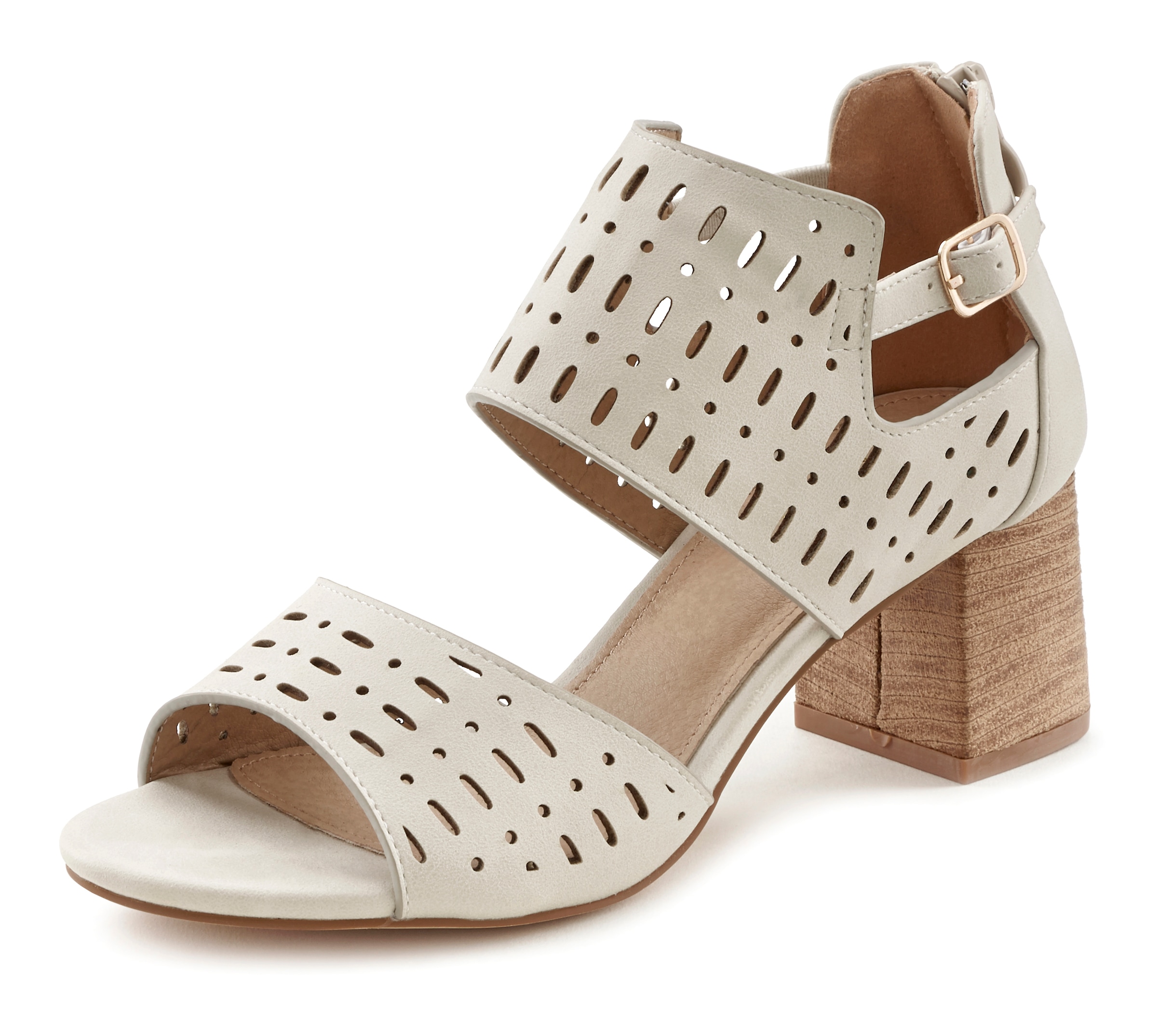LASCANA Schaftsandalette "Sommerschuh", Sommerschuh mit Blockabsatz und Cut günstig online kaufen