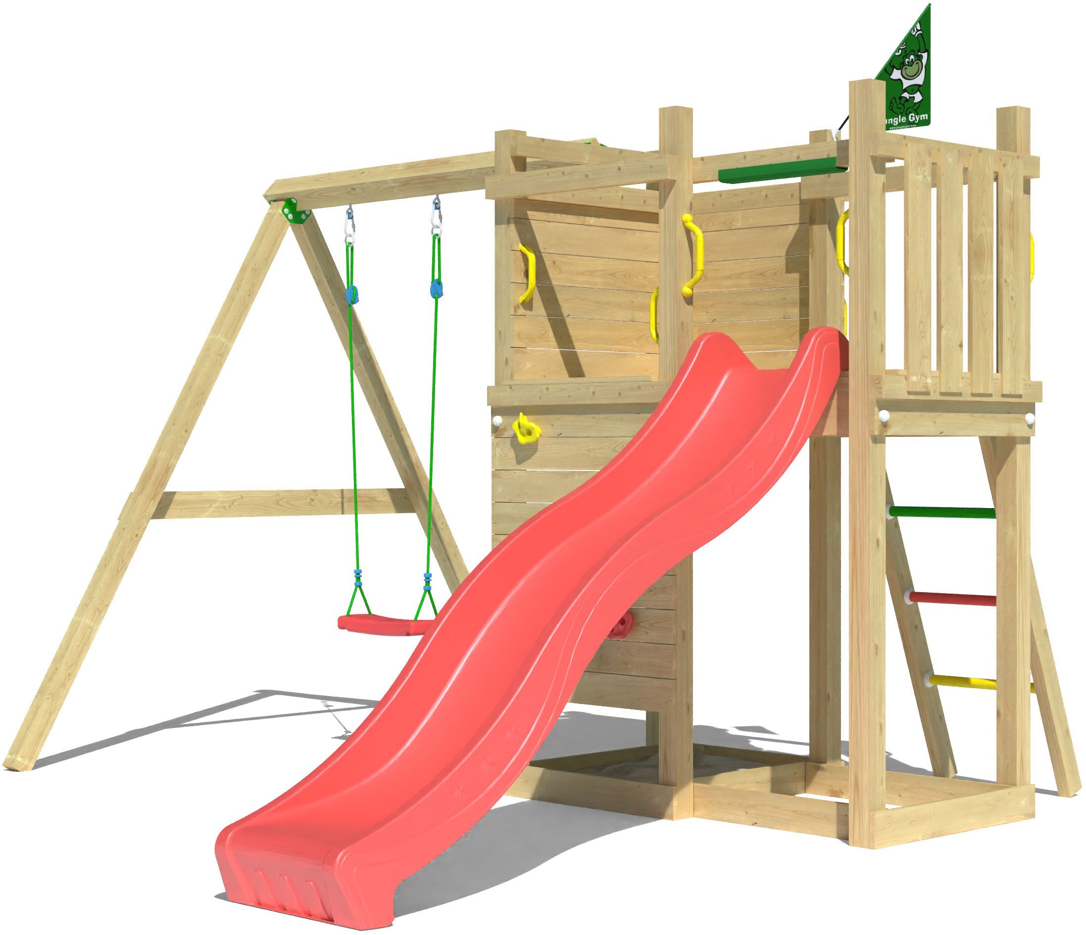 Jungle Gym Spielturm »Deck«, (Set), Spielanlage mit Schaukel und Rutsche mit Wasseranschluss
