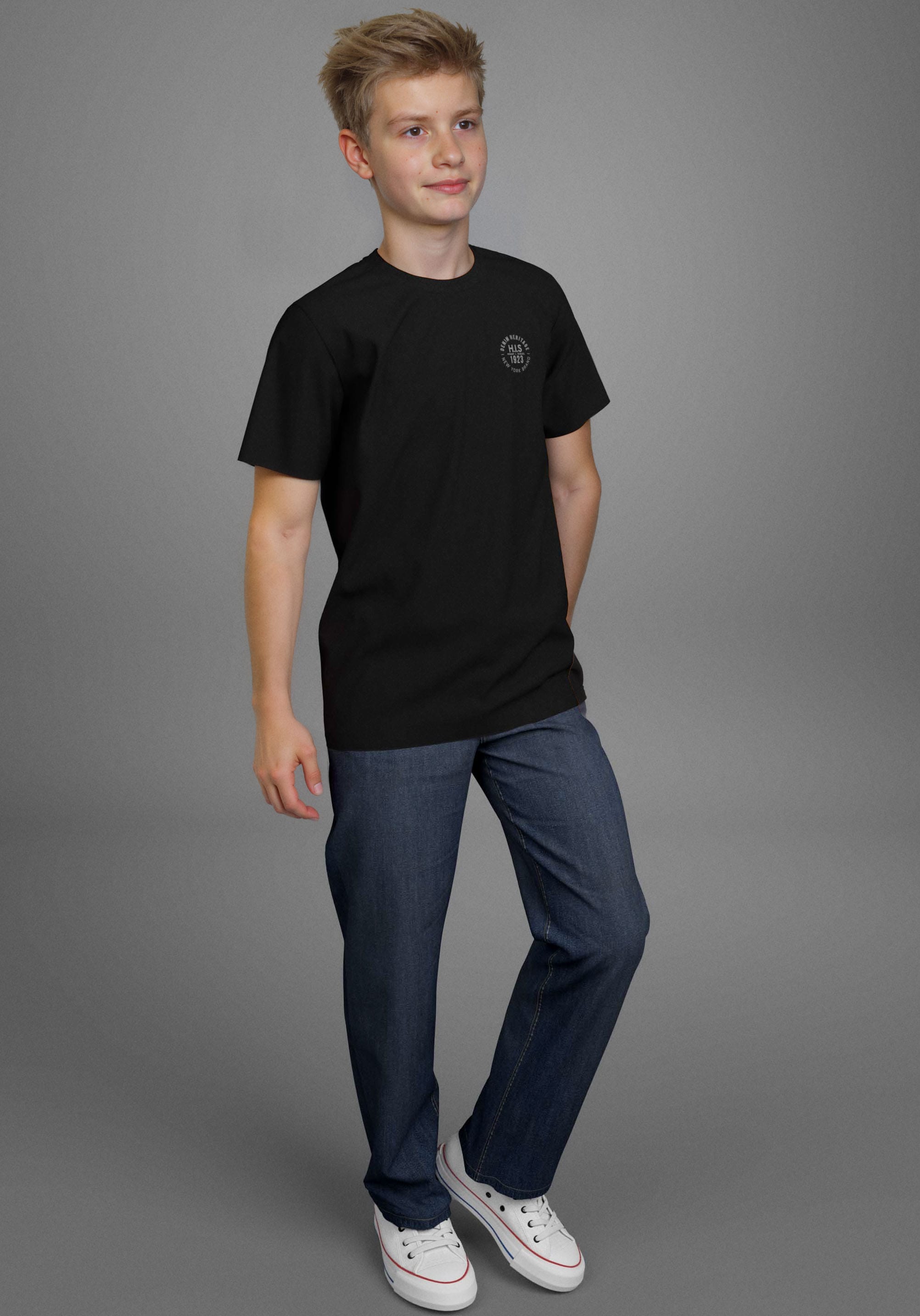 H.I.S T-Shirt »2 T-Shirts mit Logoprint«, (Packung, 2 tlg.), NEU: HIS für TEENS! 2er Pack T-Shirts