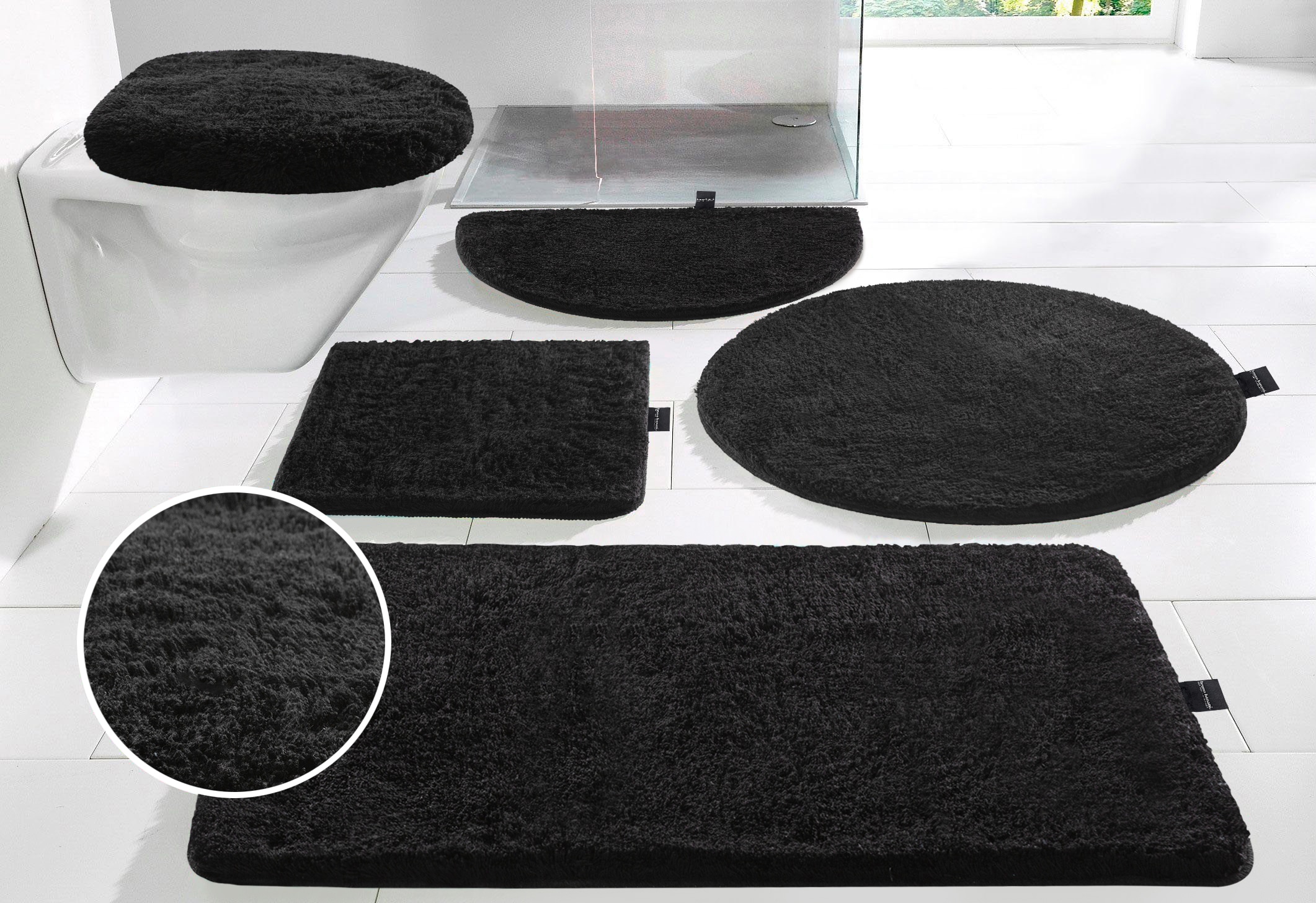 Bruno Banani Badematte "Lana, Standard & Premium Qualität, 25 mm oder 30 mm Höhe" rutschhemmend beschichtet fußbodenheizungsgeeignet schnell trocknend strapazierfähig Badteppich, Badematten, unifarben, auch als 3 teiliges Set & rund