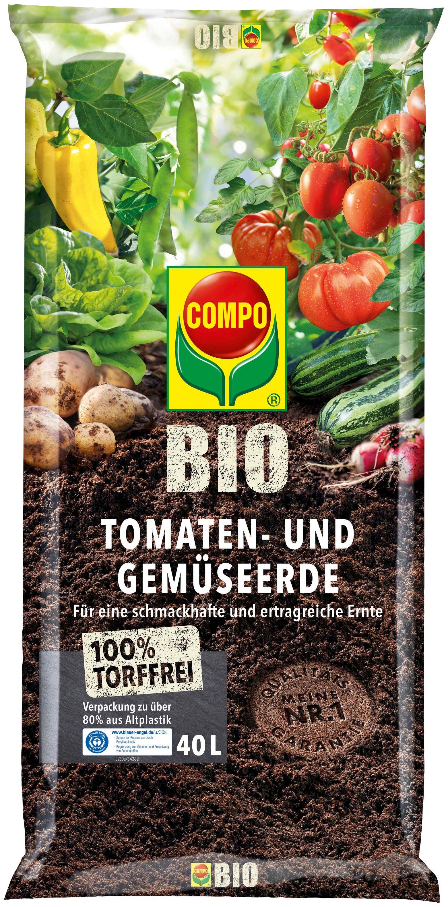 Compo BioErde BIO«, Tomaten und Gemüseerde torffrei, 40 Liter