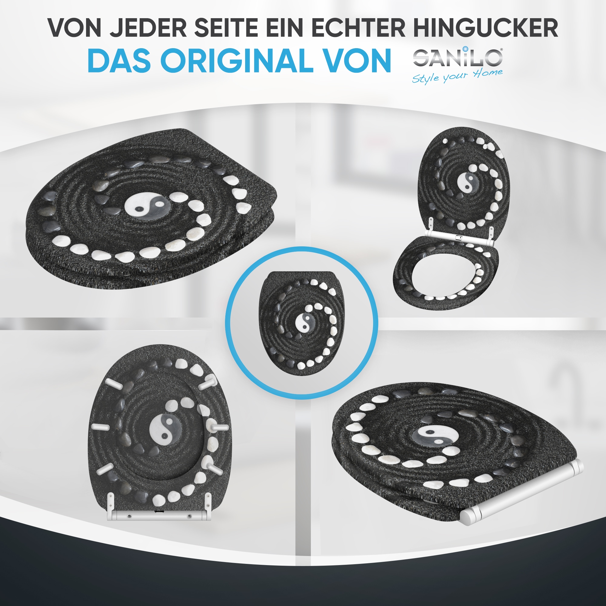 Sanilo WC-Sitz »Yin Yang mit Absenkautomatik & Quick Release« Premium Toilettendeckel, abnehmbar, leichte Montage von oben