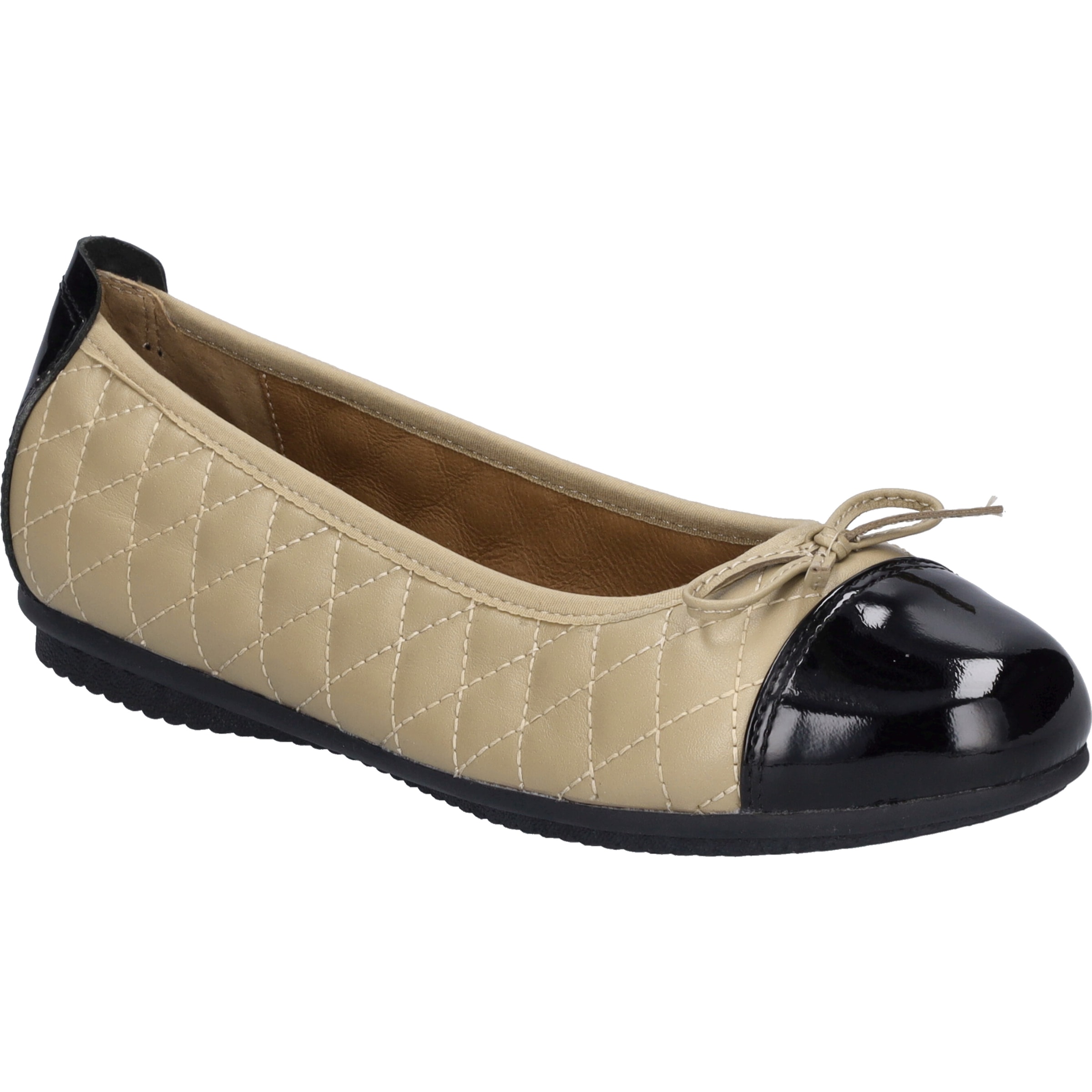 JOSEF SEIBEL Damen Ballerina "Pippa 76, schwarz-beige", Gr. 37, schwarz, Obermaterial: 100% Rindsleder Leather cow., Schuhe