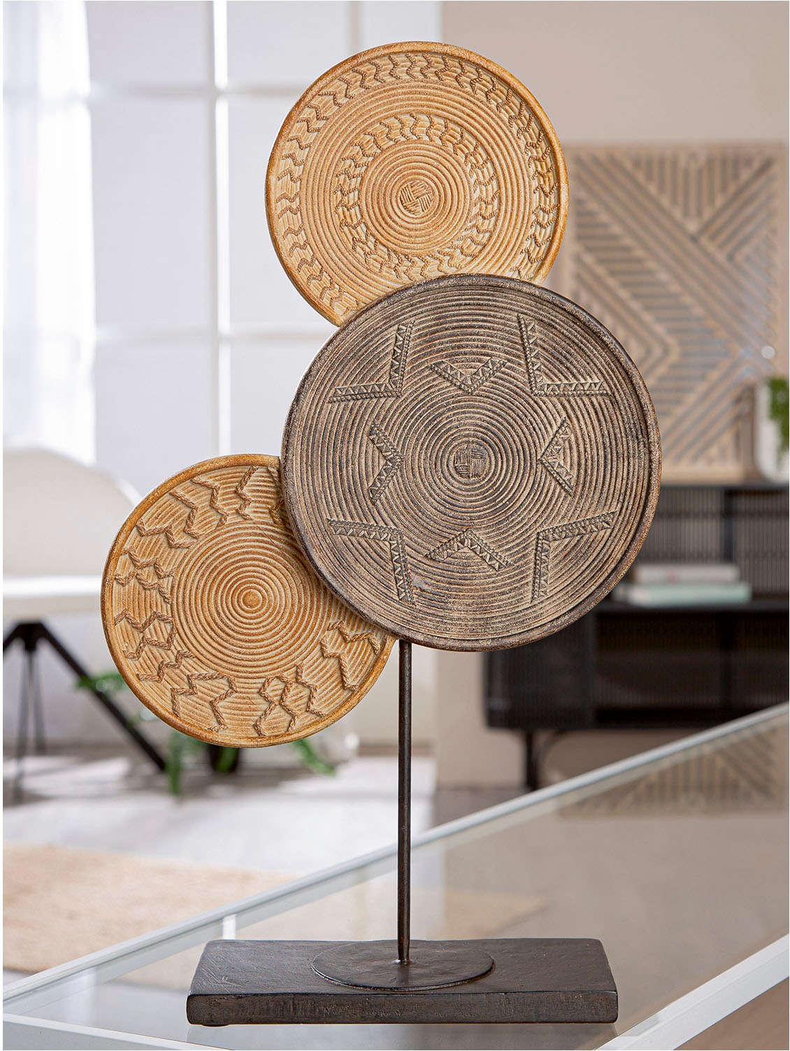 Casablanca by Gilde Dekoobjekt "Skulptur rund Esculpida naturfarben H. 44 c günstig online kaufen