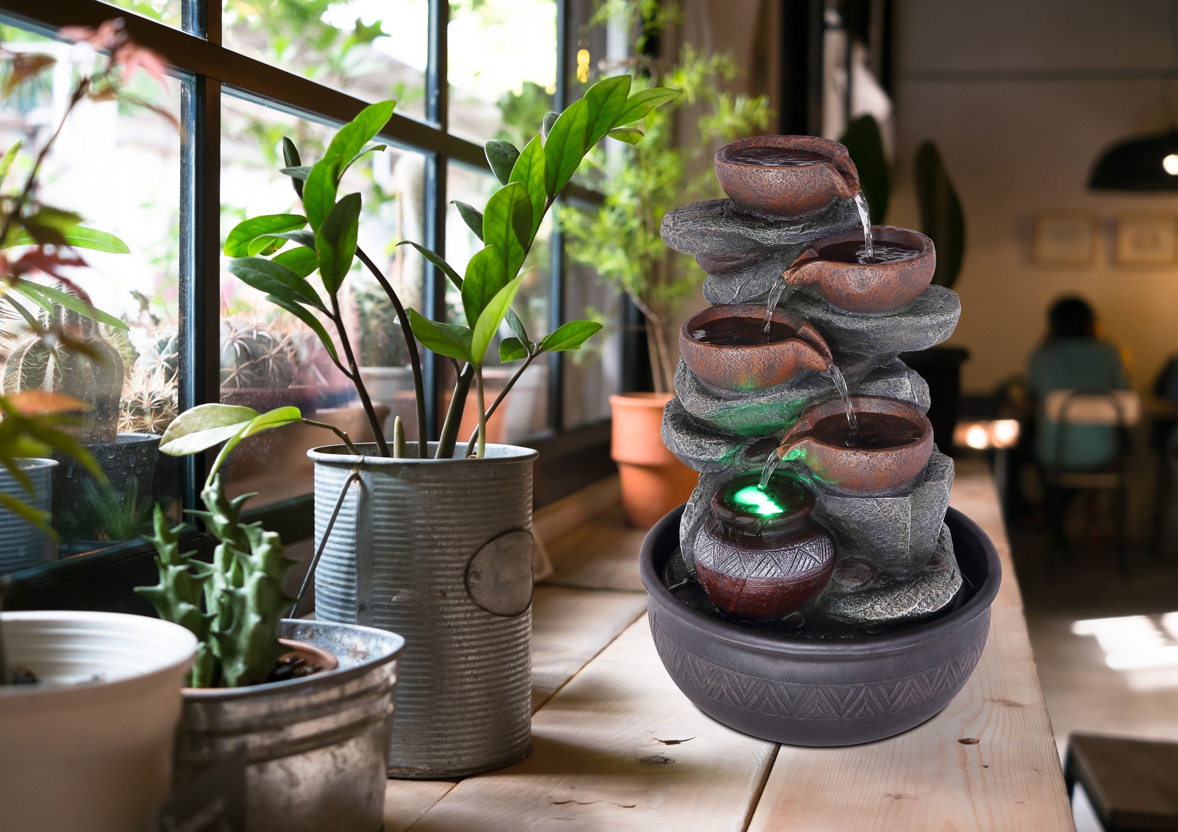 GLOBO LIGHTING Dekolicht »FONTANA« LED-Modul 1 Stk. Brunnen Grau/Schwarz, RGB, Licht aufwärts, 12V