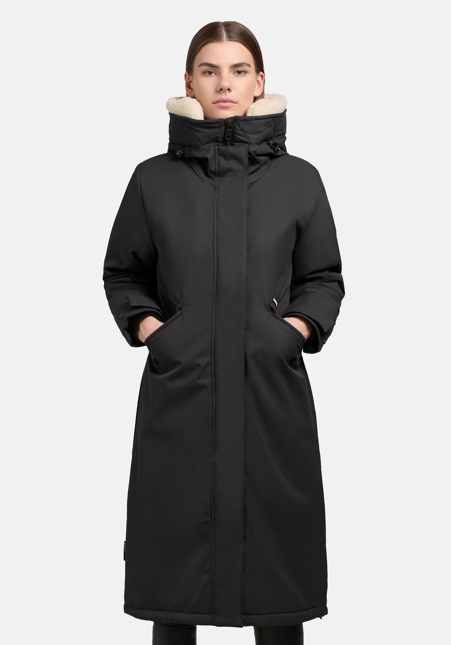 khujo Wintermantel "Agneta-YM", Langer Damen Mantel mit weichem Teddyfleece günstig online kaufen