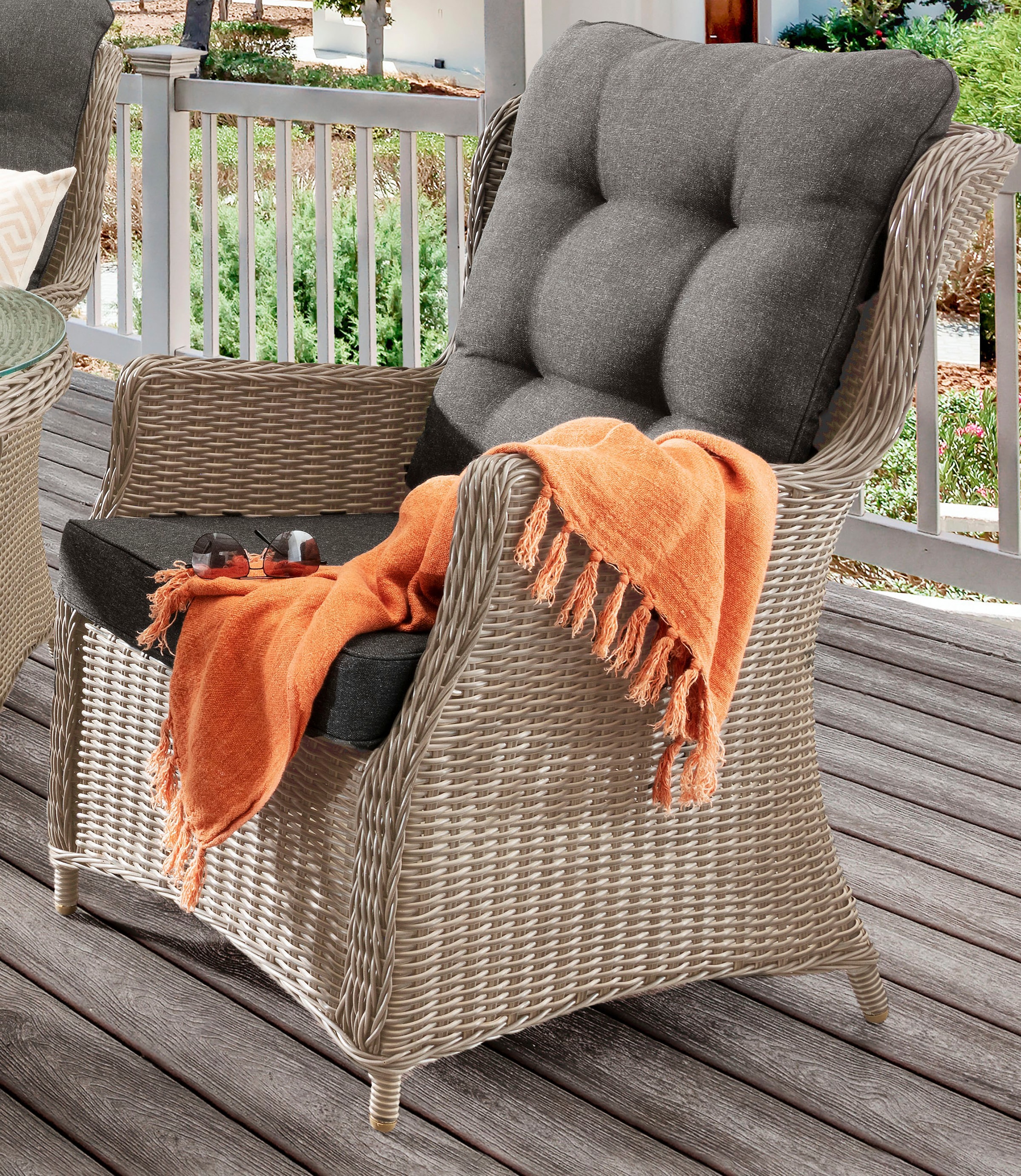 13 Sessel Ø 4 »CASA tlg.), Auflagen LUNA«, 120x75cm, Tisch inkl. BAUR | + Polyrattan, (Set, Garten-Essgruppe Destiny