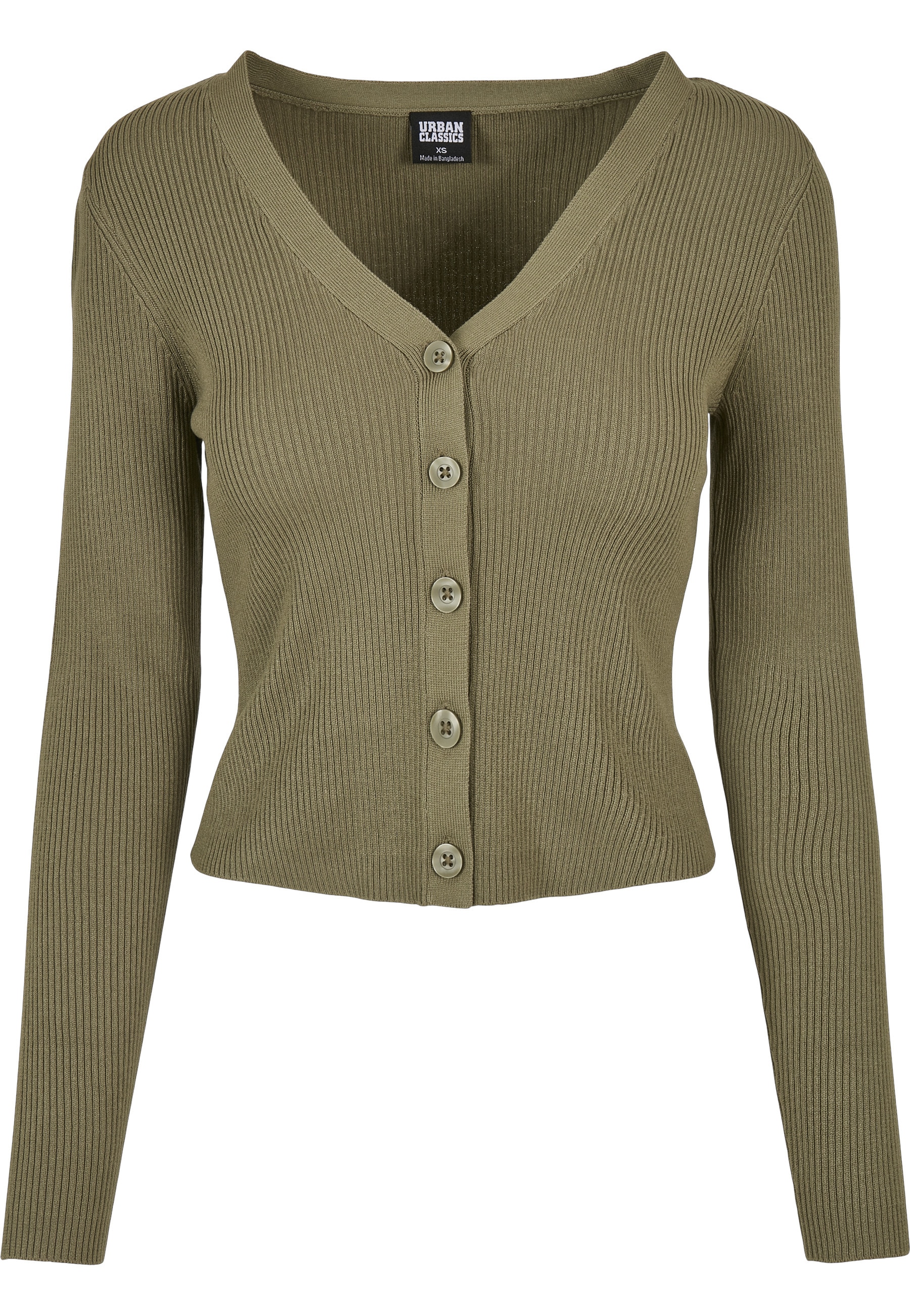 URBAN CLASSICS Cardigan "Urban Classics Damen Ladies Short Rib Knit Cardigan" 1 Stk.