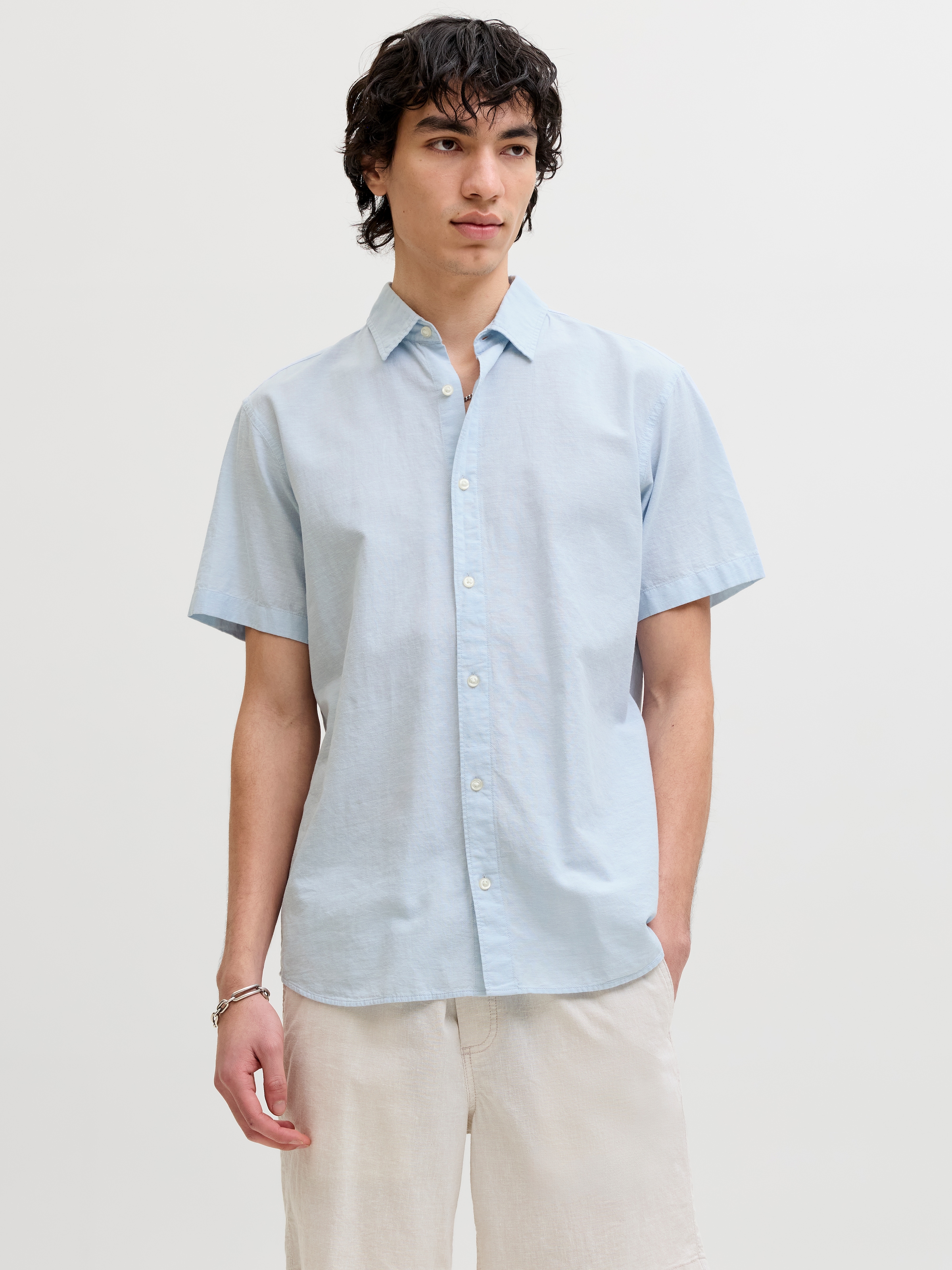 Jack & Jones Kurzarmhemd "JJEBREEZE LINEN BLEND SHIRT S/S SN" mit Leinen günstig online kaufen