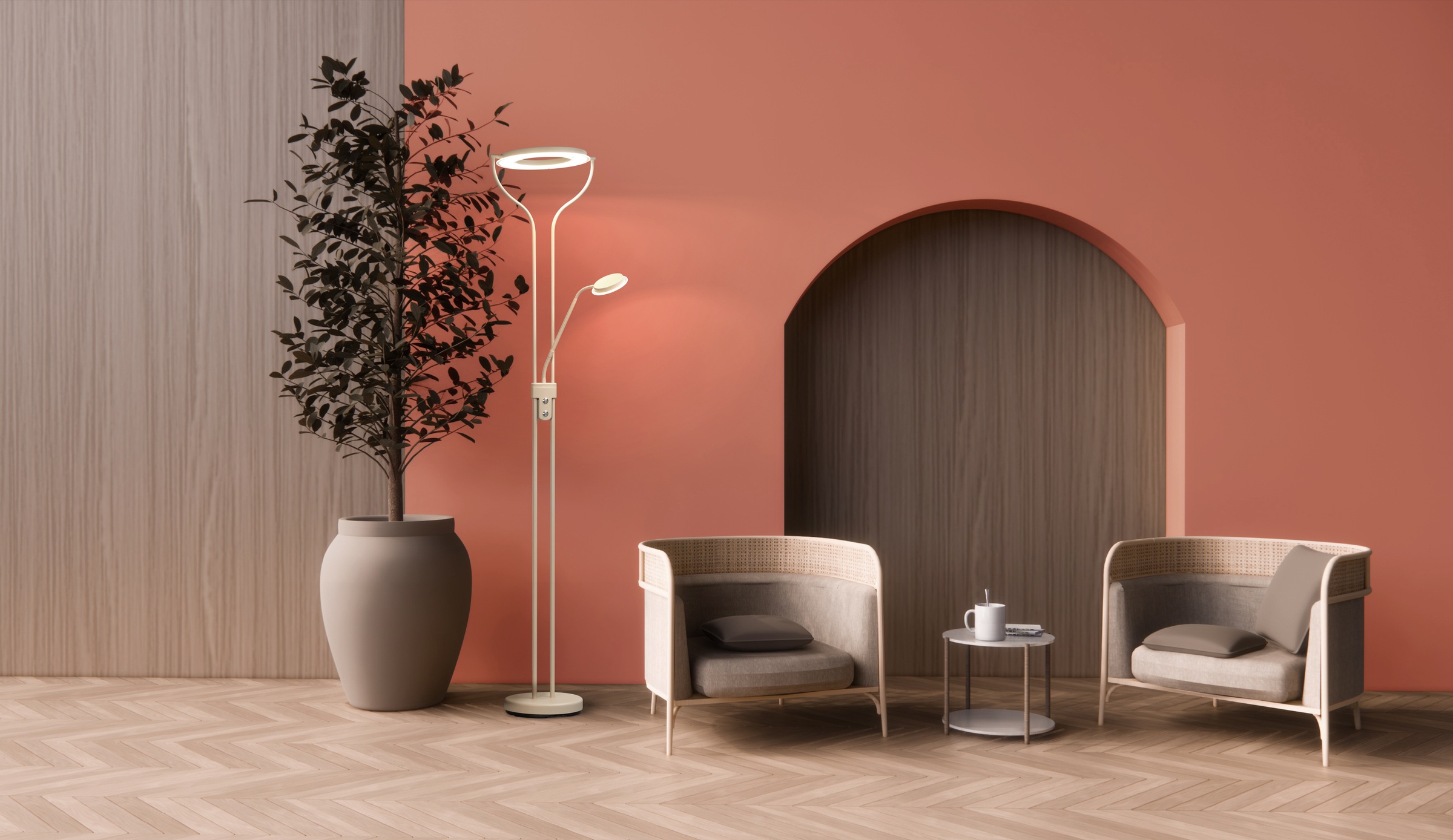 FISCHER & HONSEL Stehlampe »Davos« LED-Board 1 Stk. Farbtemperatur in 3 Stufen einstellbar