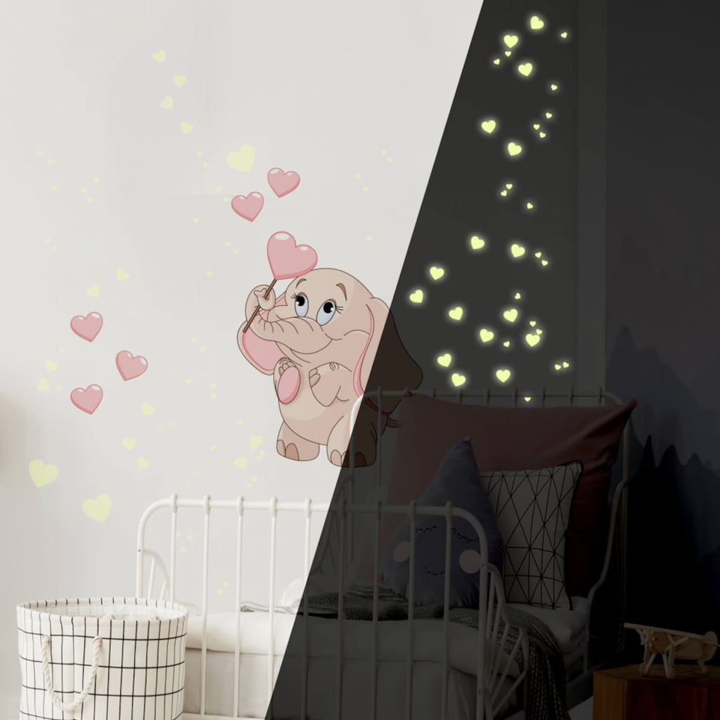 Wall-Art Wandtattoo »Elefantenbaby Leuchtsticker«, (1 St.)