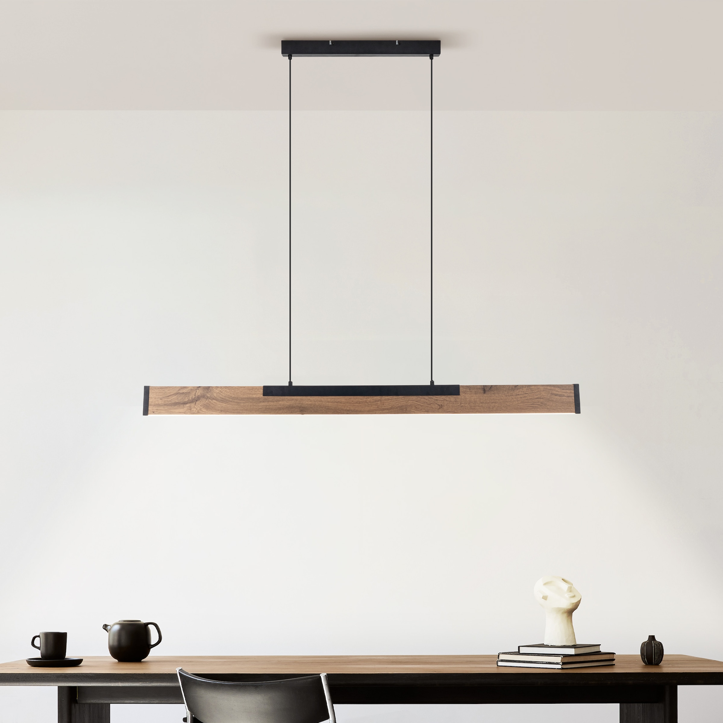 näve LED Pendelleuchte »Wilma« LED-Modul 1 Stk. Warmweiß mit Holz, dimmbar per Wandschalter, Memoryfunktion, höhenverstellbar