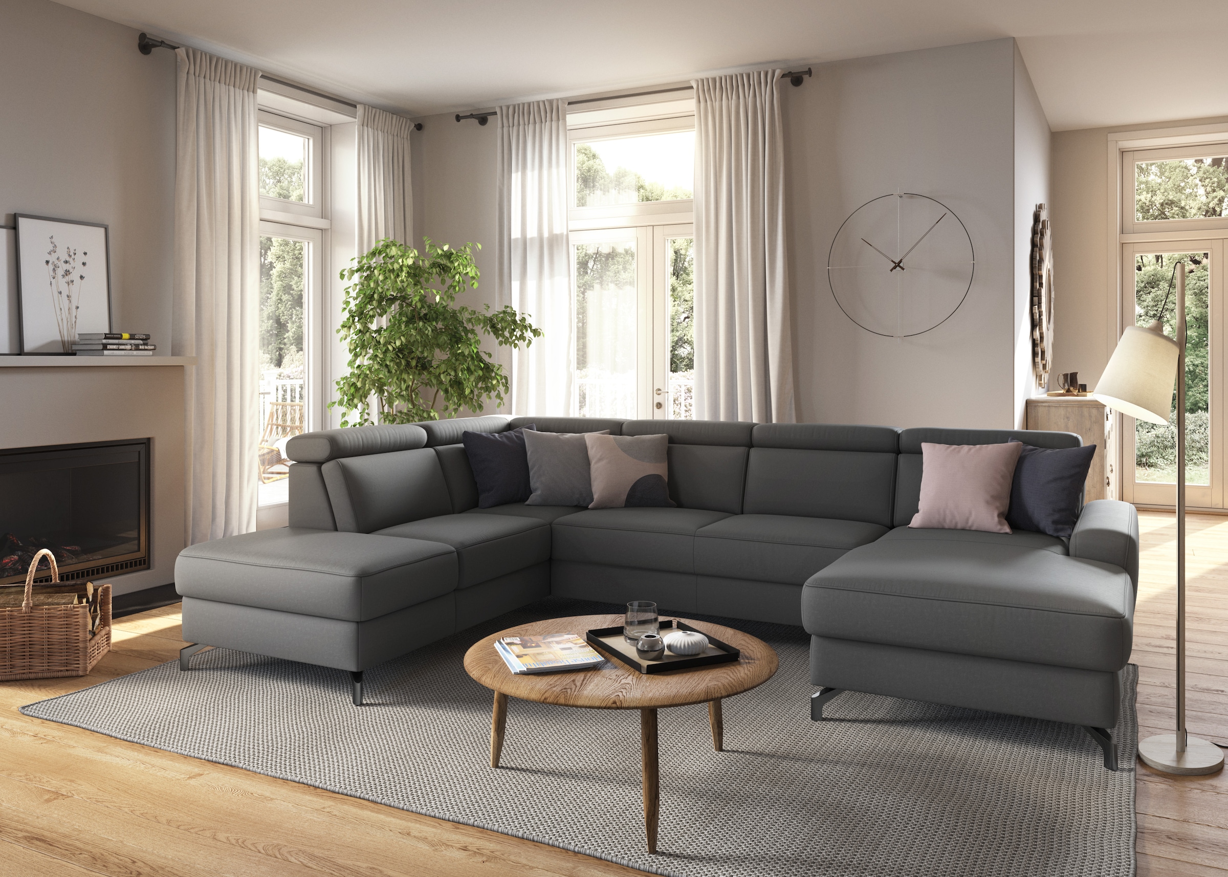 sit&more Wohnlandschaft »Scarlett U-Form« inklusive Kopfteilverstellung, wahlweise mit Bettfunktion, Bettkasten